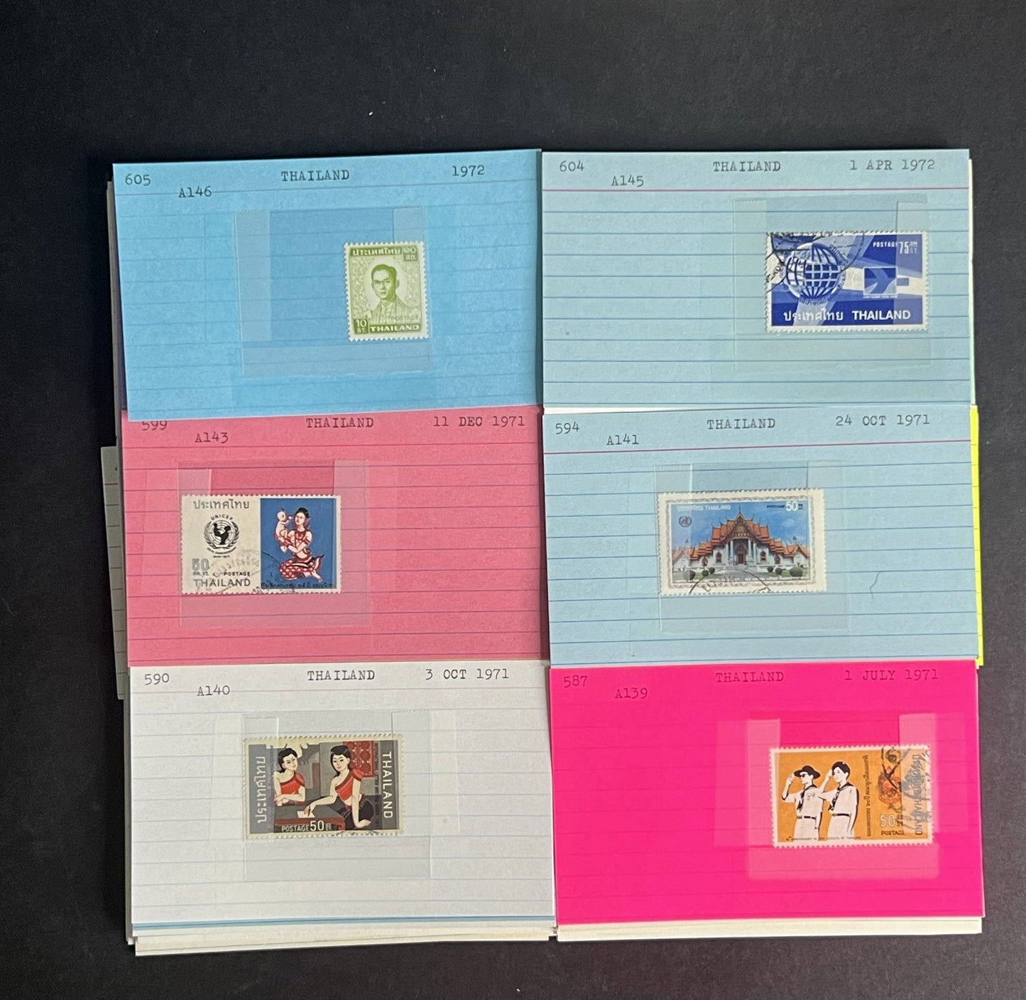 Thailand Stamp Collection Dealer Cards $213 CV Mint & Used ZAYIX