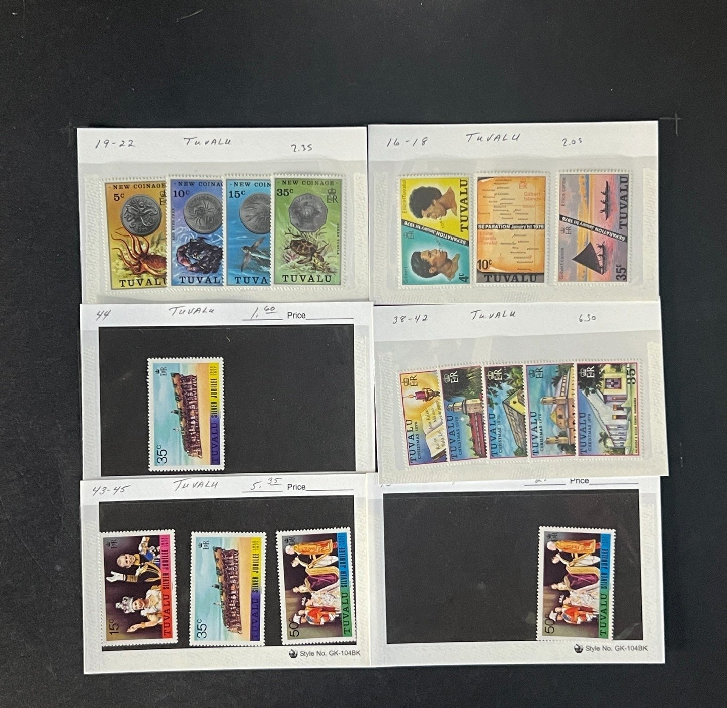 Tuvalu Stamp Collection Dealer Cards $174 CV Mint & Used ZAYIX