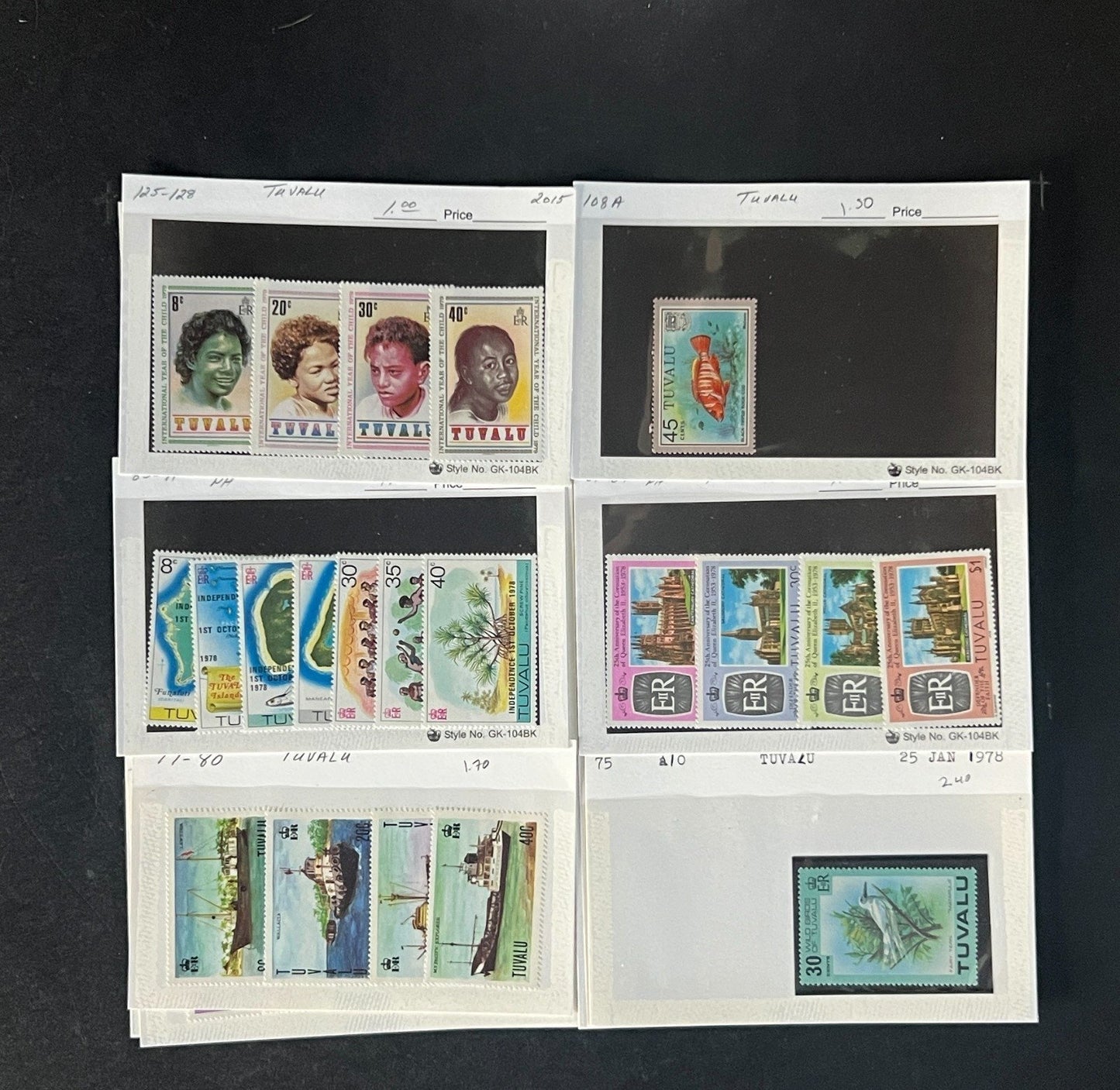Tuvalu Stamp Collection Dealer Cards $174 CV Mint & Used ZAYIX