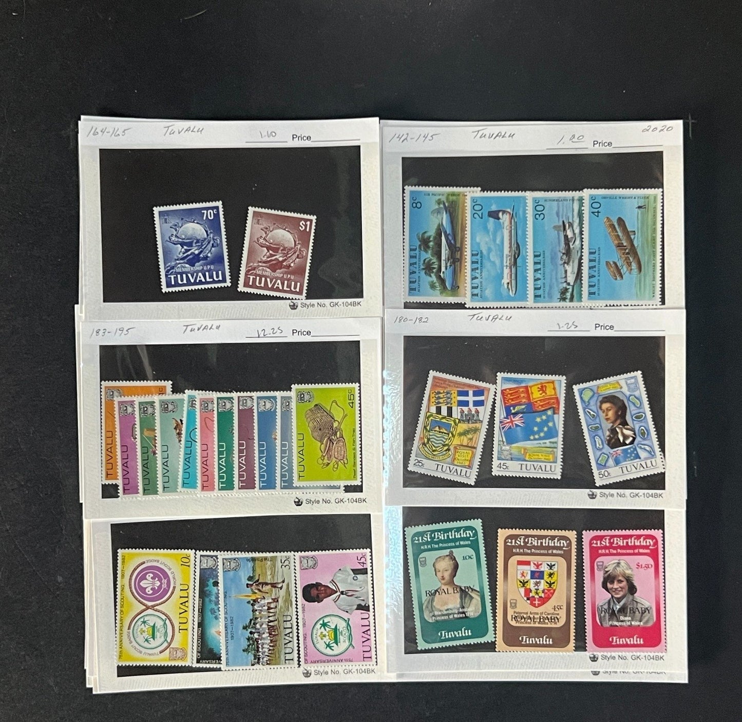 Tuvalu Stamp Collection Dealer Cards $174 CV Mint & Used ZAYIX