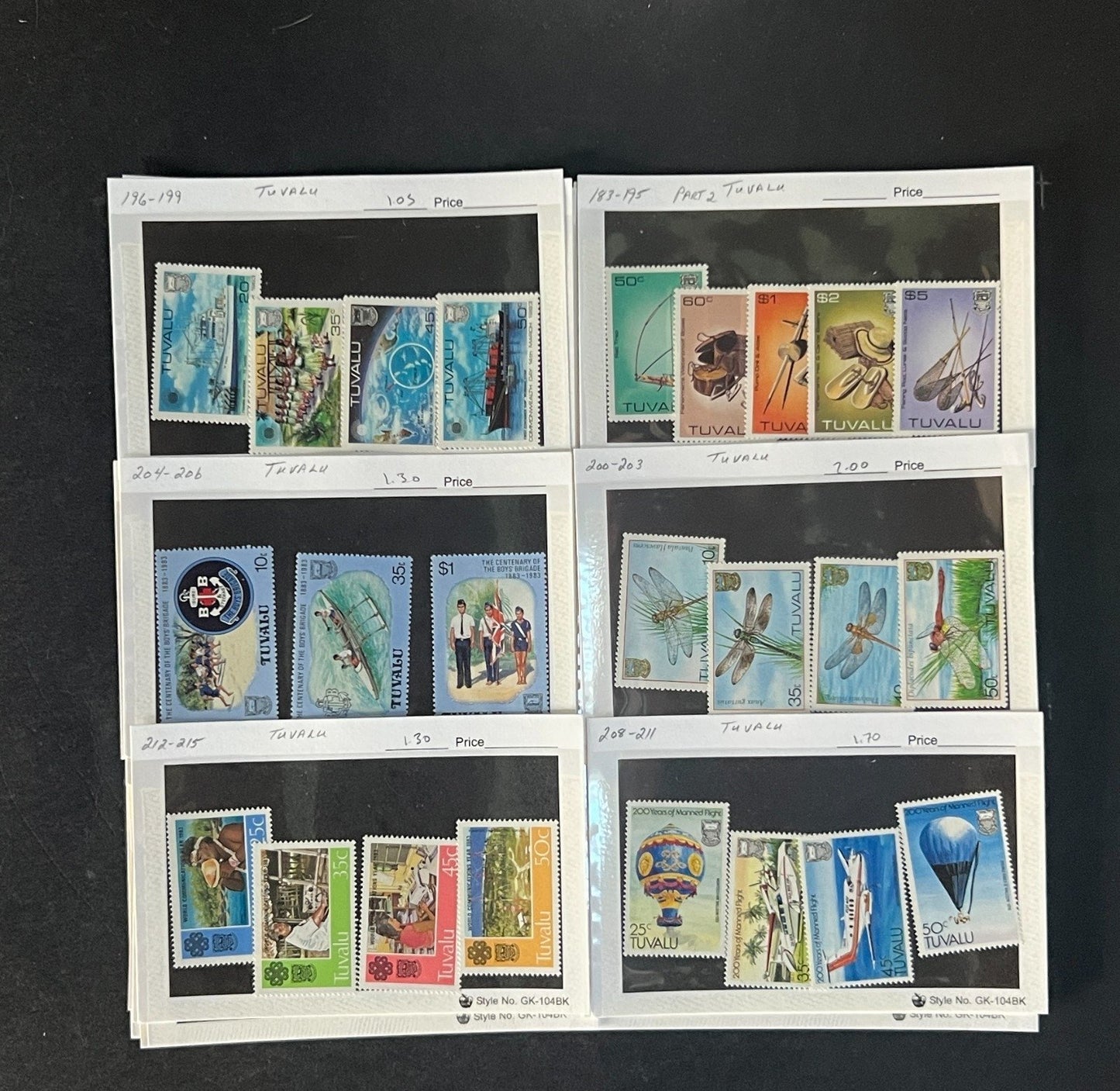 Tuvalu Stamp Collection Dealer Cards $174 CV Mint & Used ZAYIX