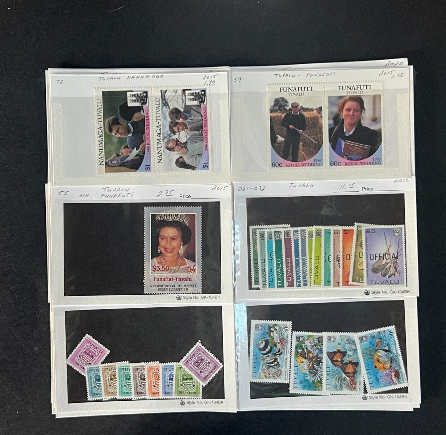 Tuvalu Stamp Collection Dealer Cards $174 CV Mint & Used ZAYIX