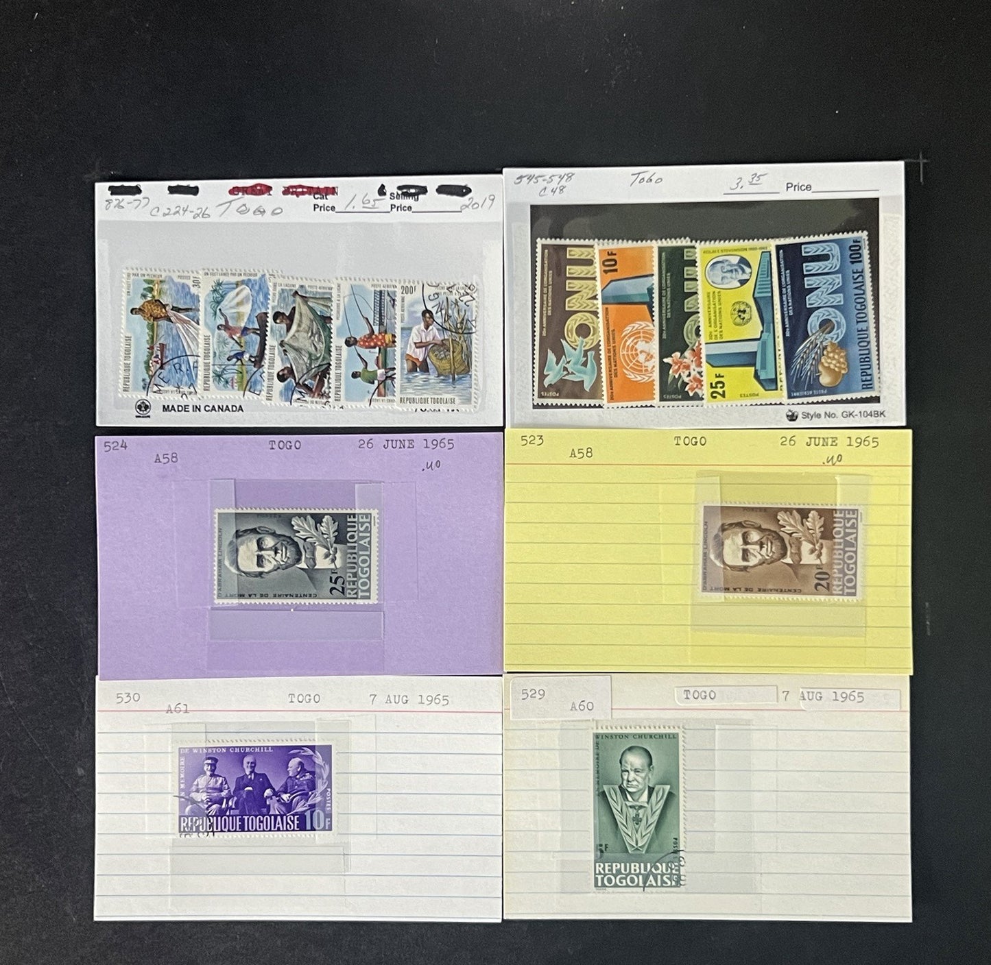 Togo Stamp Collection Dealer Cards $83 CV Mint & Used ZAYIX