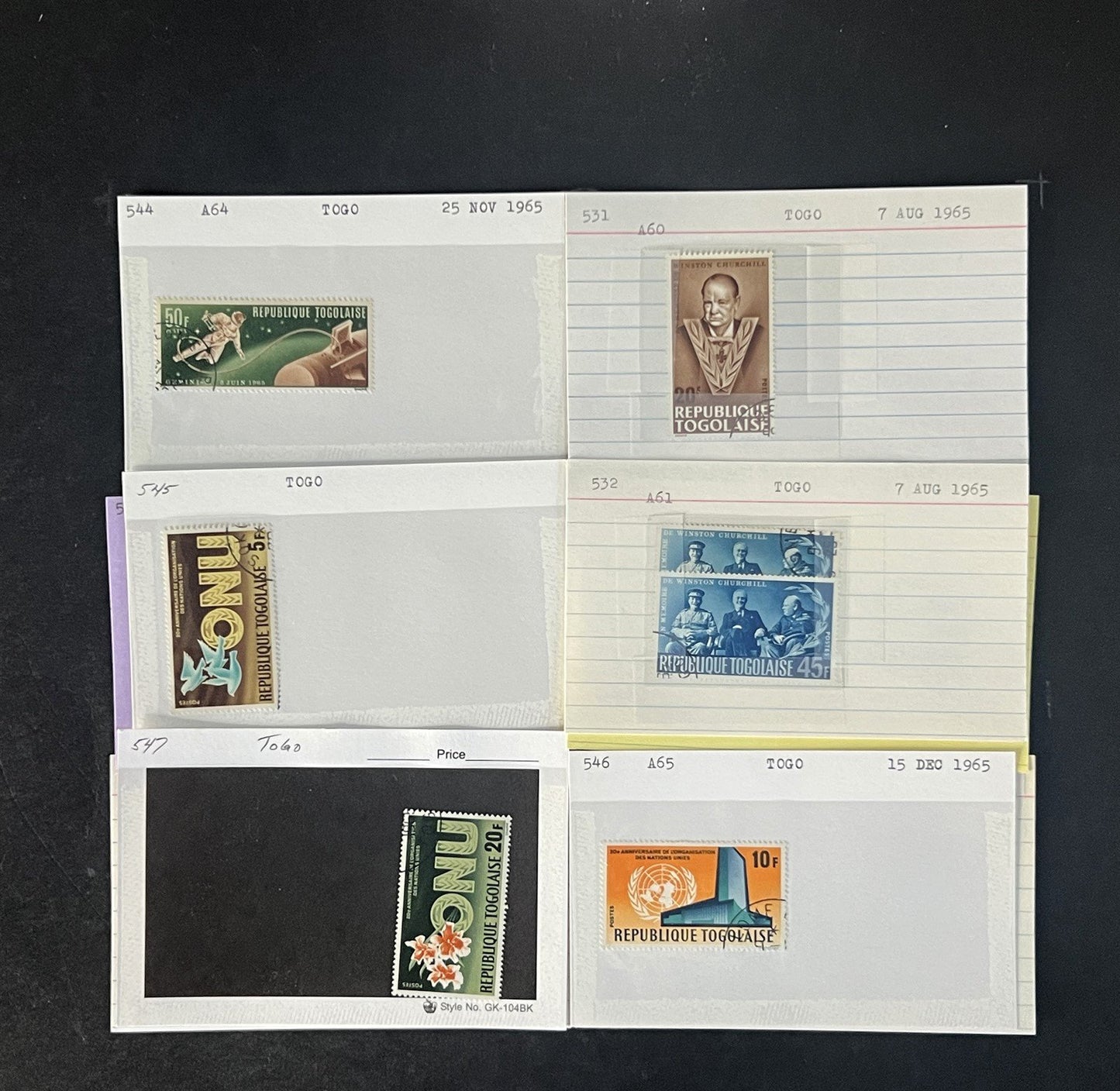 Togo Stamp Collection Dealer Cards $83 CV Mint & Used ZAYIX