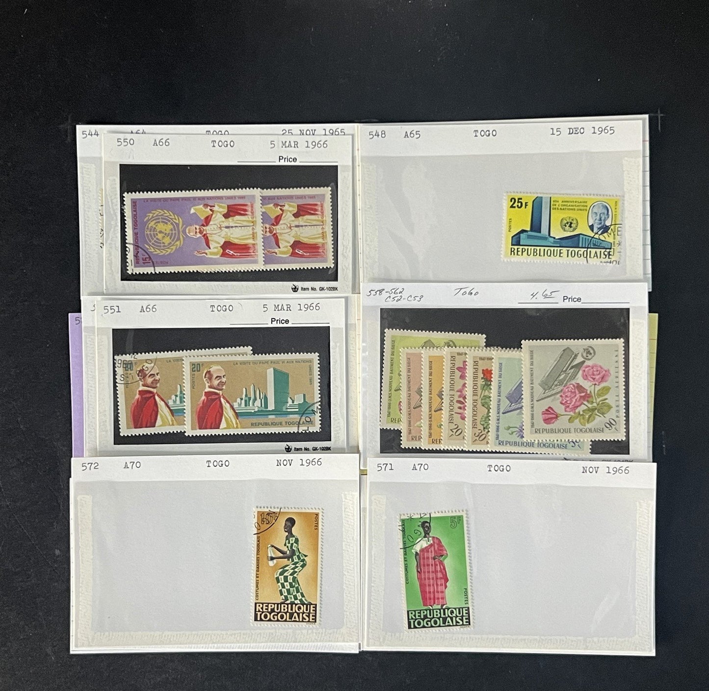 Togo Stamp Collection Dealer Cards $83 CV Mint & Used ZAYIX