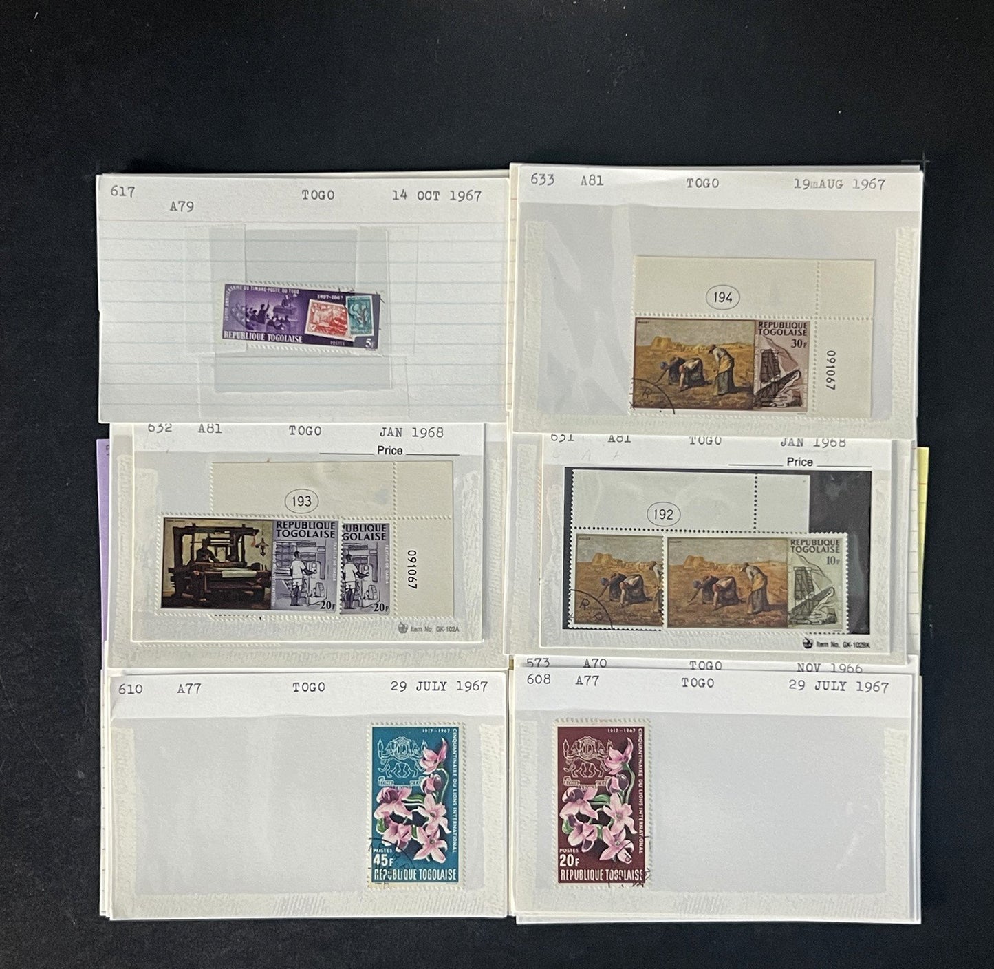 Togo Stamp Collection Dealer Cards $83 CV Mint & Used ZAYIX