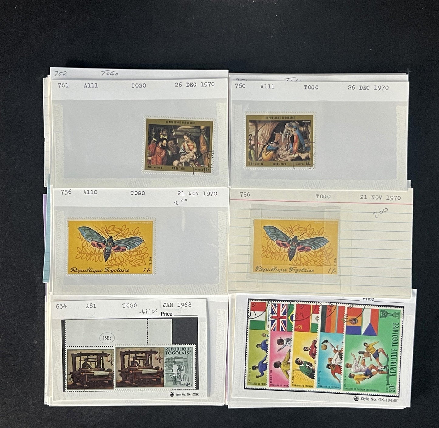 Togo Stamp Collection Dealer Cards $83 CV Mint & Used ZAYIX