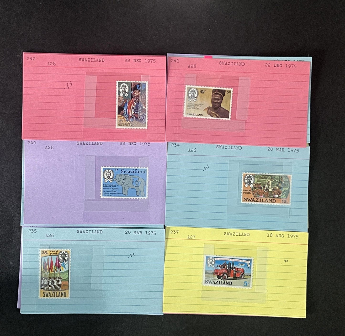 Swaziland Stamp Collection Dealer Cards $179 CV Mint & Used ZAYIX
