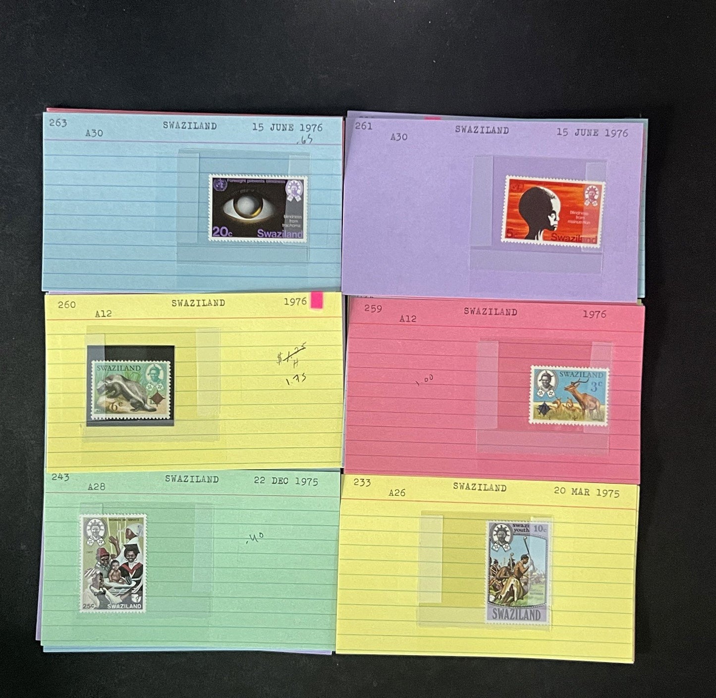 Swaziland Stamp Collection Dealer Cards $179 CV Mint & Used ZAYIX