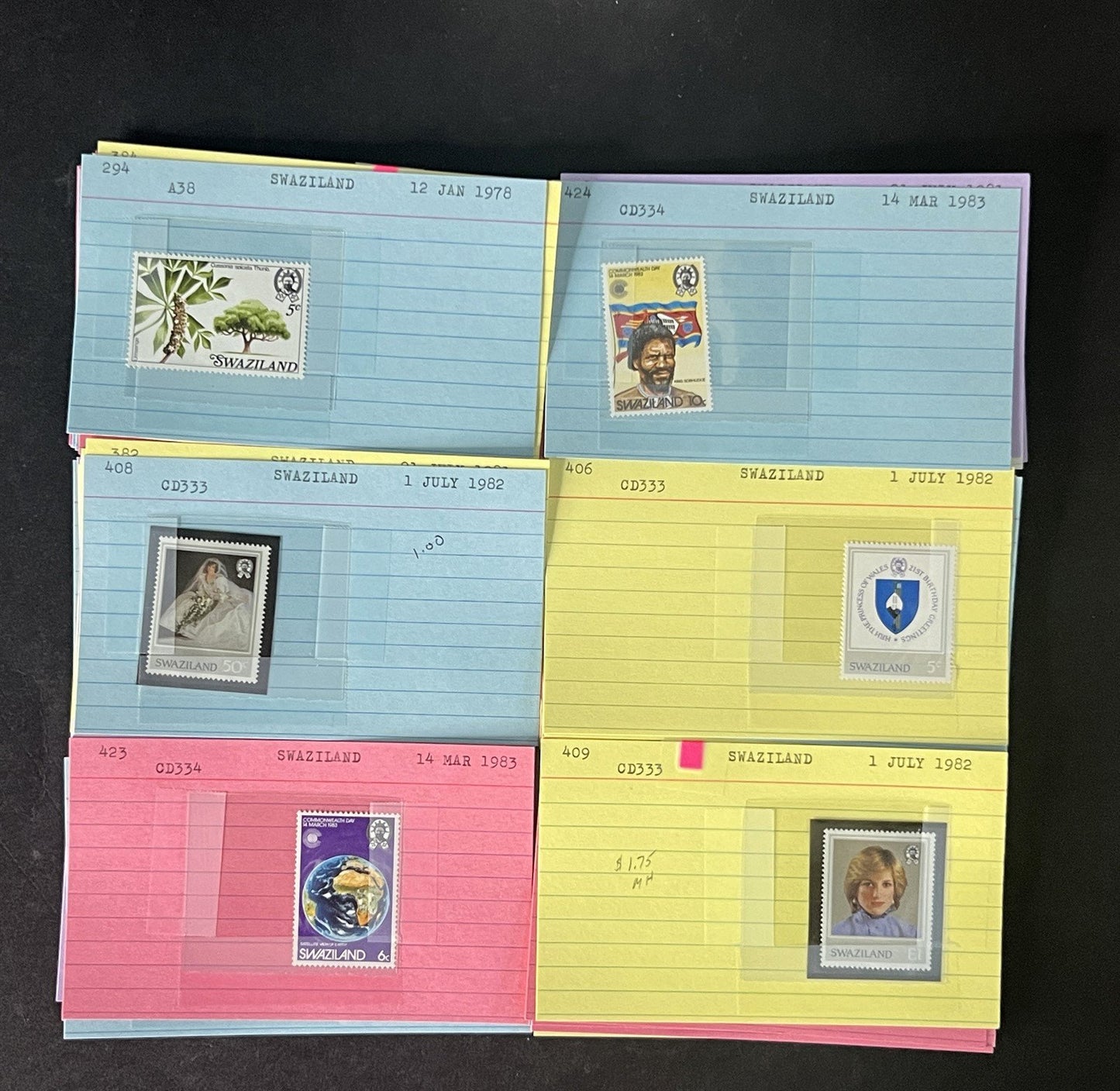 Swaziland Stamp Collection Dealer Cards $179 CV Mint & Used ZAYIX