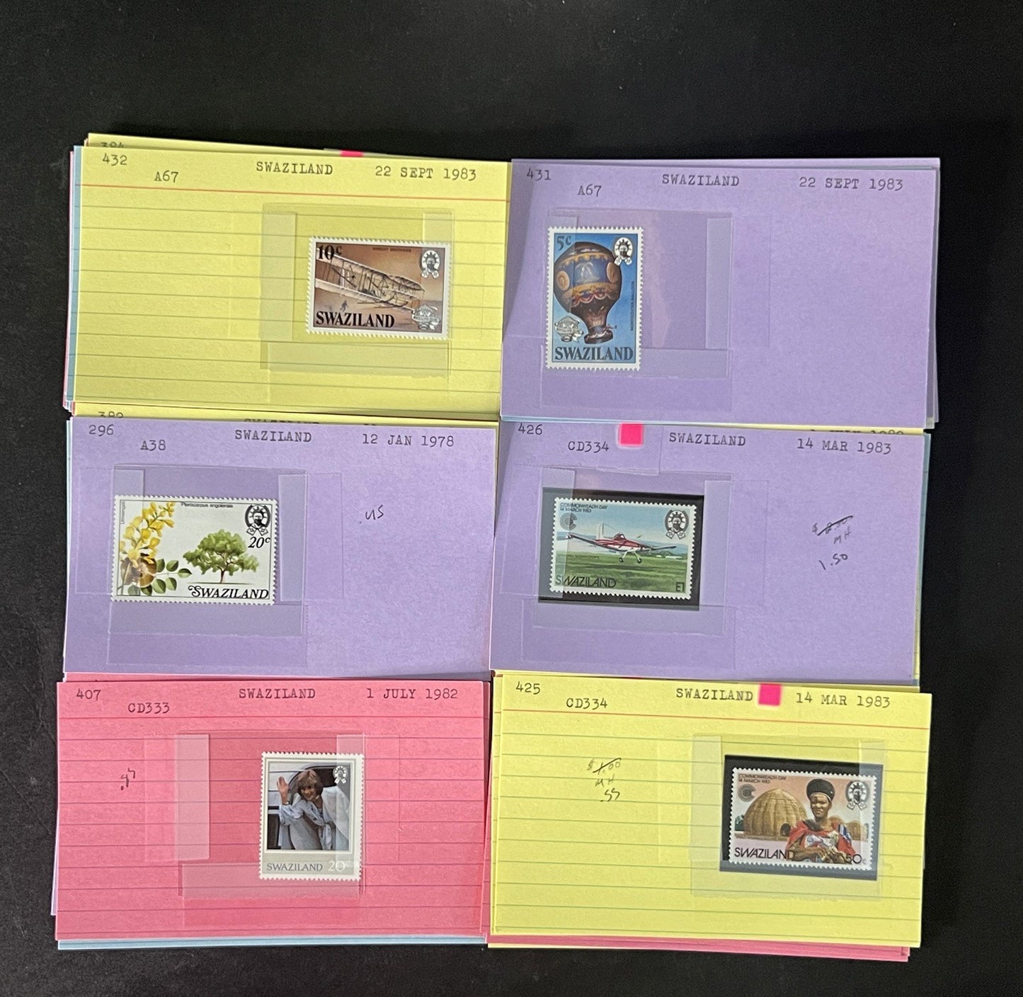 Swaziland Stamp Collection Dealer Cards $179 CV Mint & Used ZAYIX