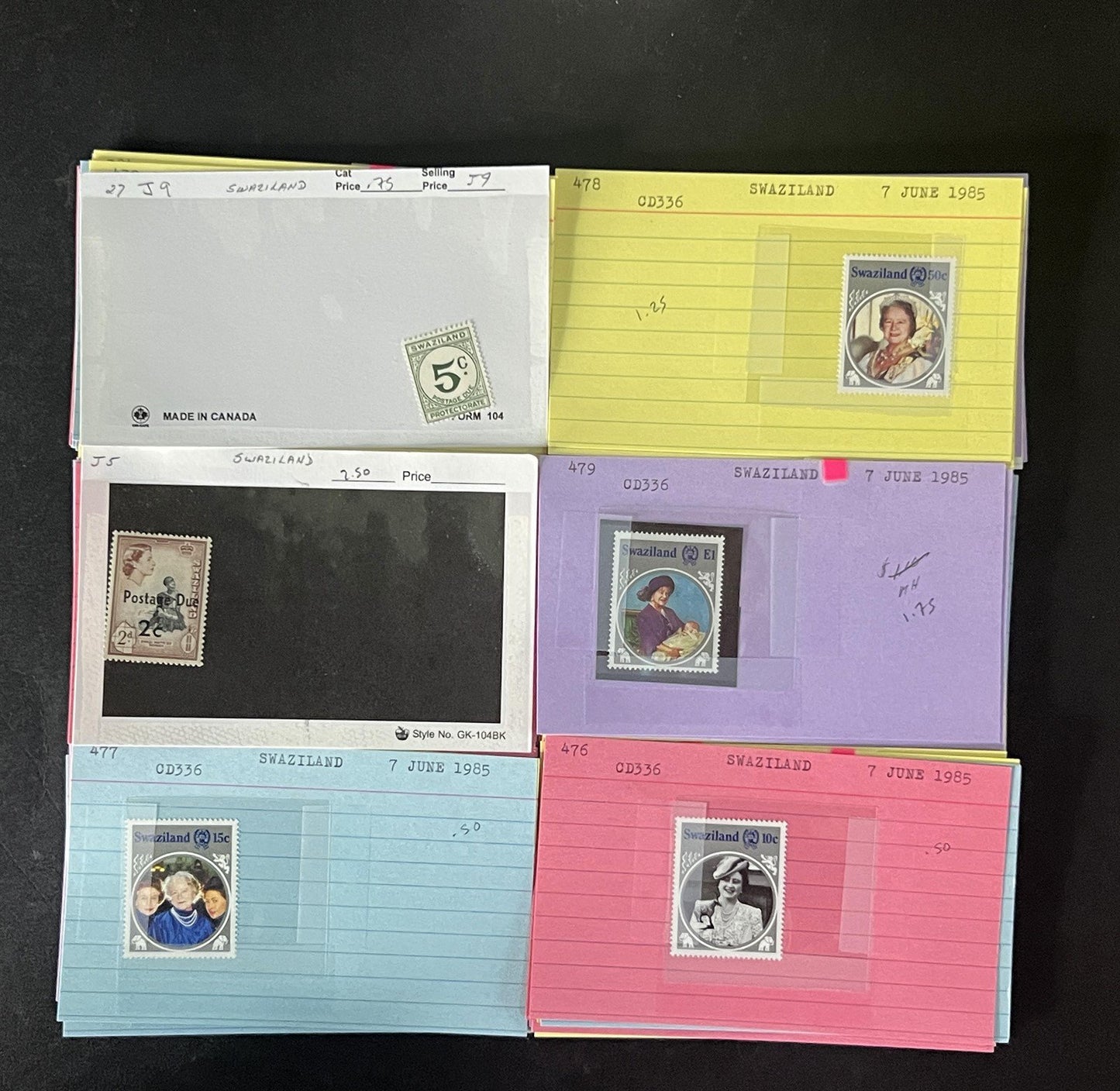 Swaziland Stamp Collection Dealer Cards $179 CV Mint & Used ZAYIX