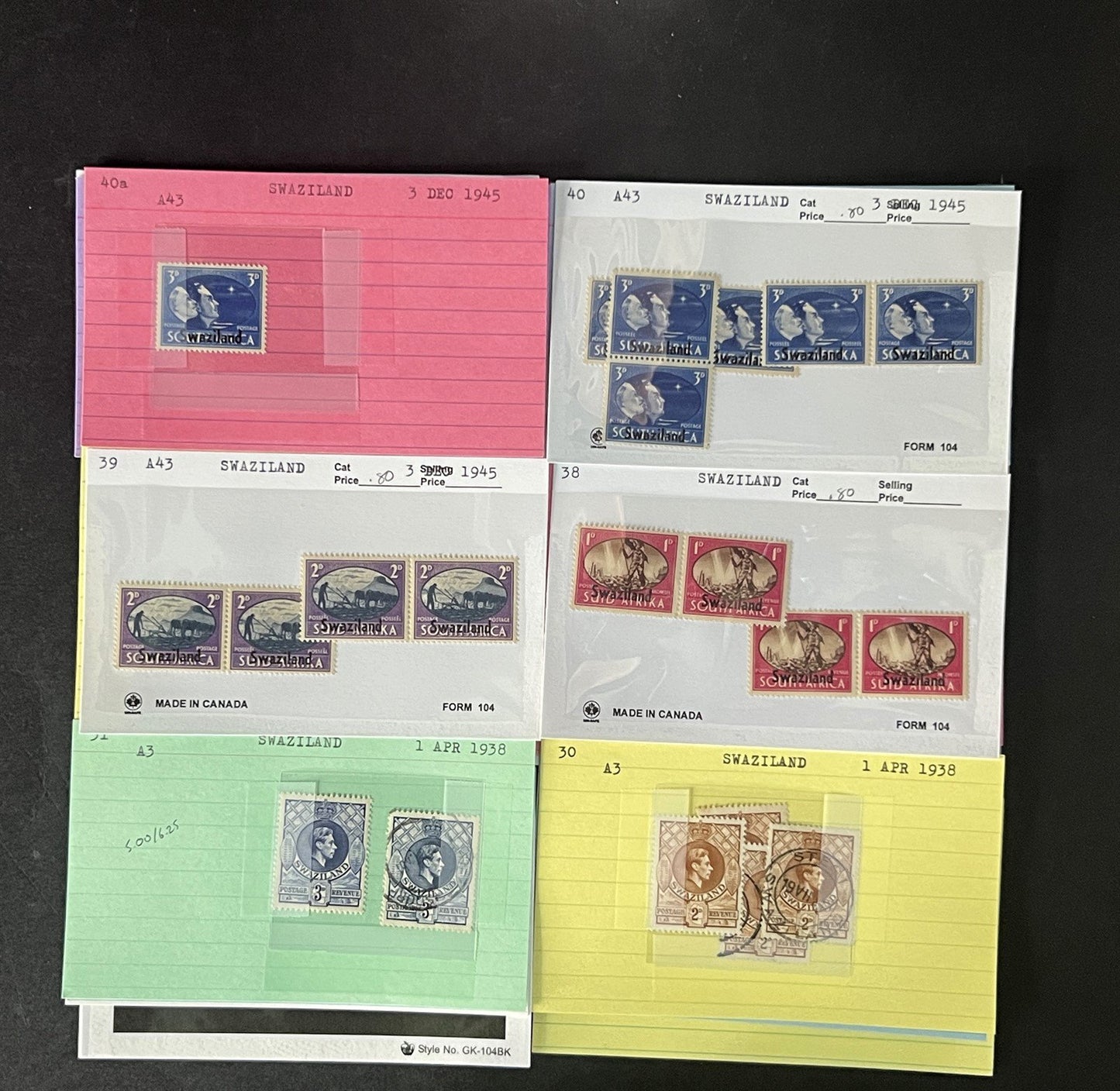 Swaziland Stamp Collection Dealer Cards $179 CV Mint & Used ZAYIX