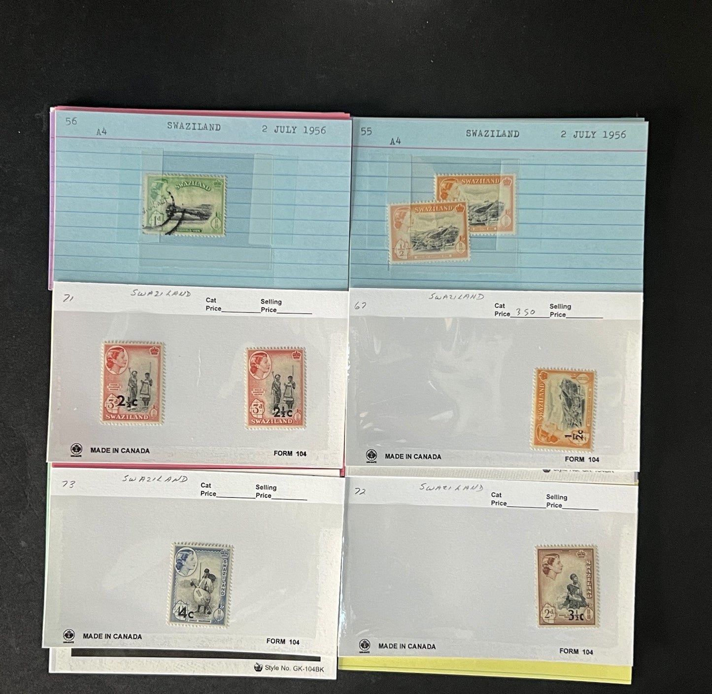 Swaziland Stamp Collection Dealer Cards $179 CV Mint & Used ZAYIX