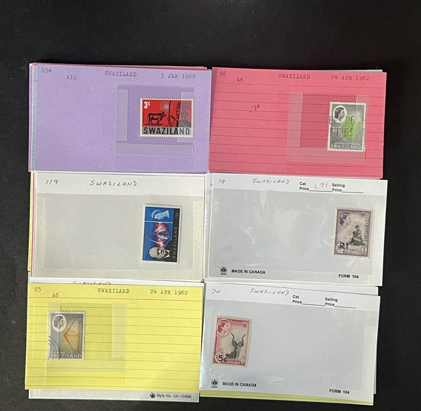 Swaziland Stamp Collection Dealer Cards $179 CV Mint & Used ZAYIX