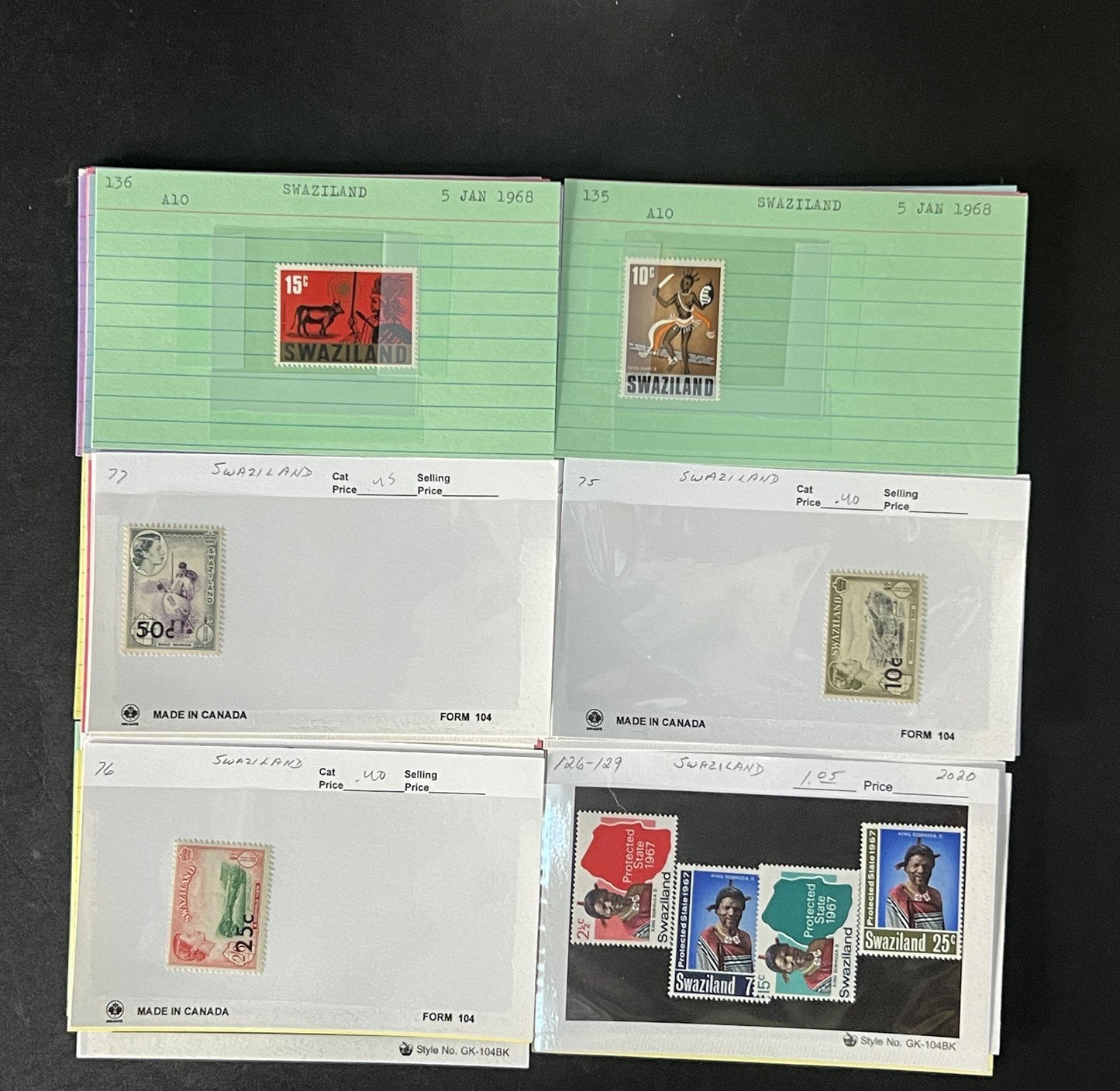 Swaziland Stamp Collection Dealer Cards $179 CV Mint & Used ZAYIX