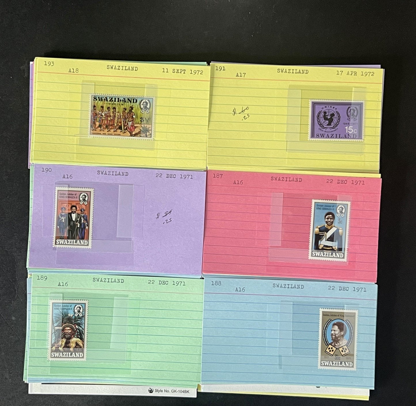 Swaziland Stamp Collection Dealer Cards $179 CV Mint & Used ZAYIX