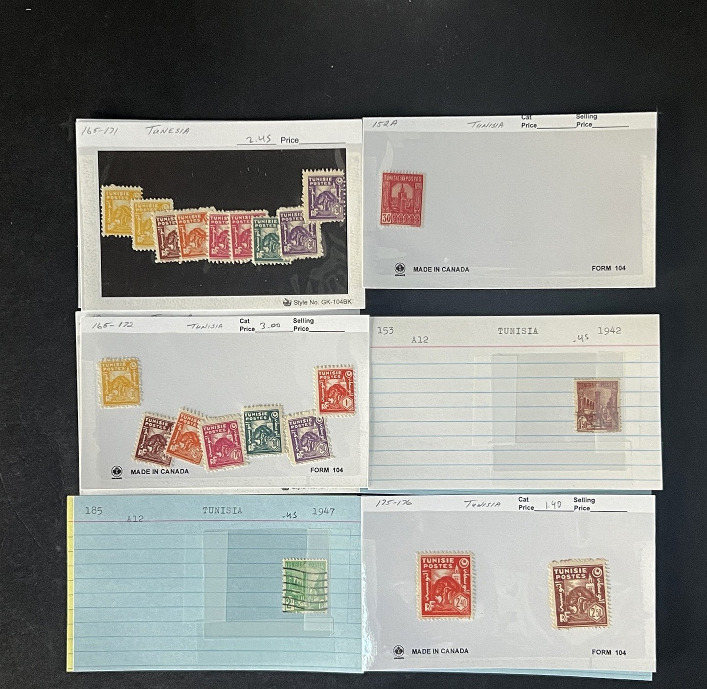 Tunisia Stamp Collection Dealer Cards $219 CV Mint & Used ZAYIX