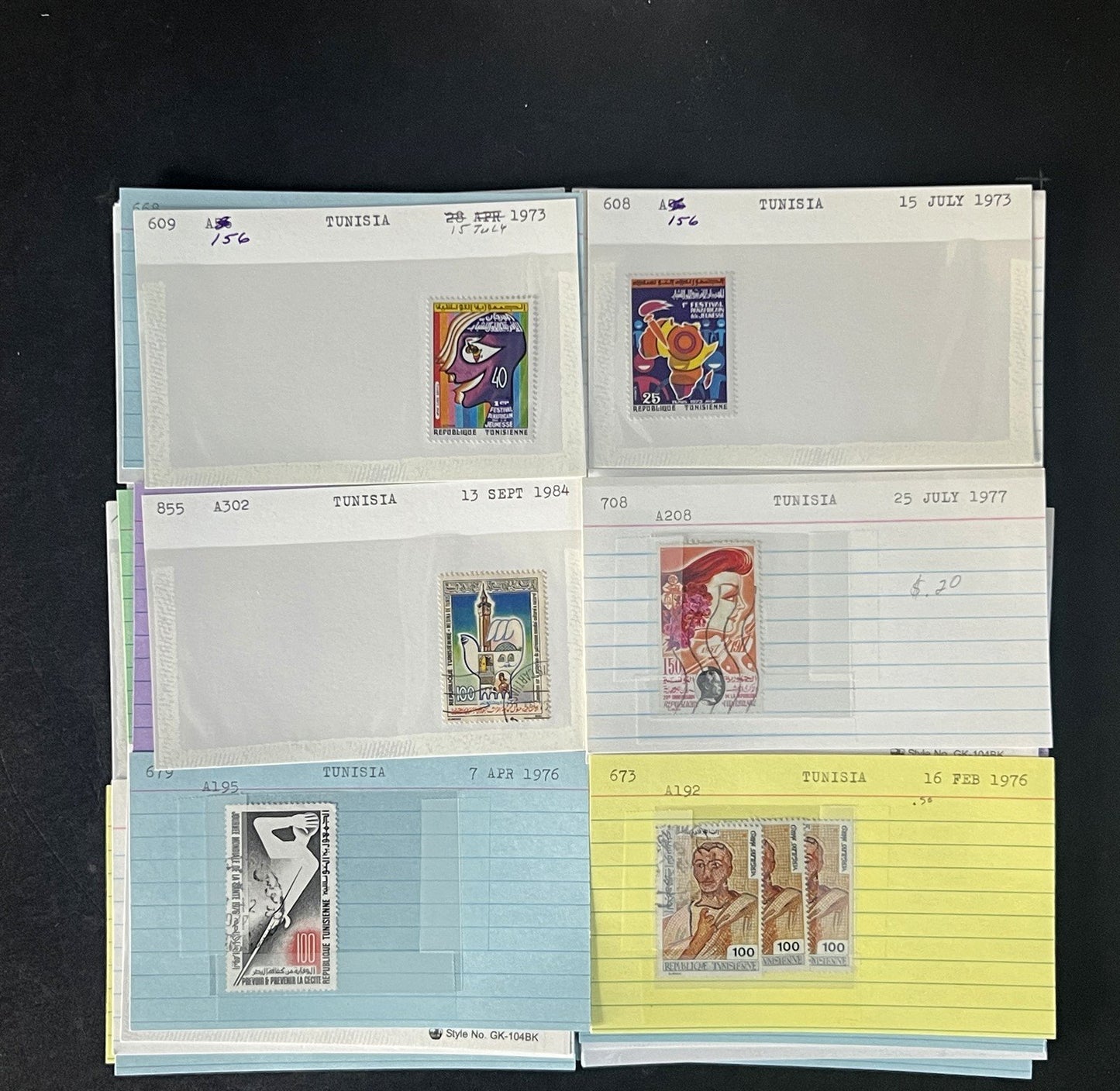 Tunisia Stamp Collection Dealer Cards $219 CV Mint & Used ZAYIX