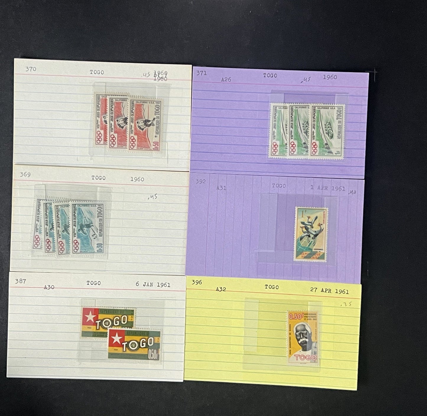 Togo Stamp Collection Dealer Cards $117 CV Mint & Used ZAYIX