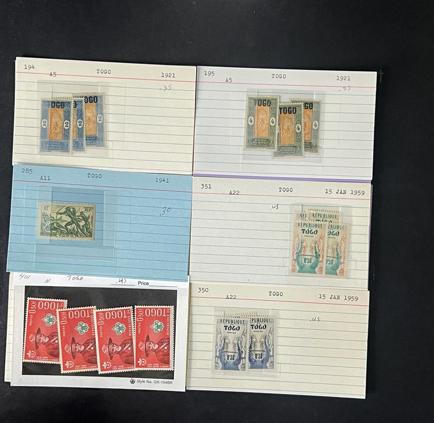 Togo Stamp Collection Dealer Cards $117 CV Mint & Used ZAYIX