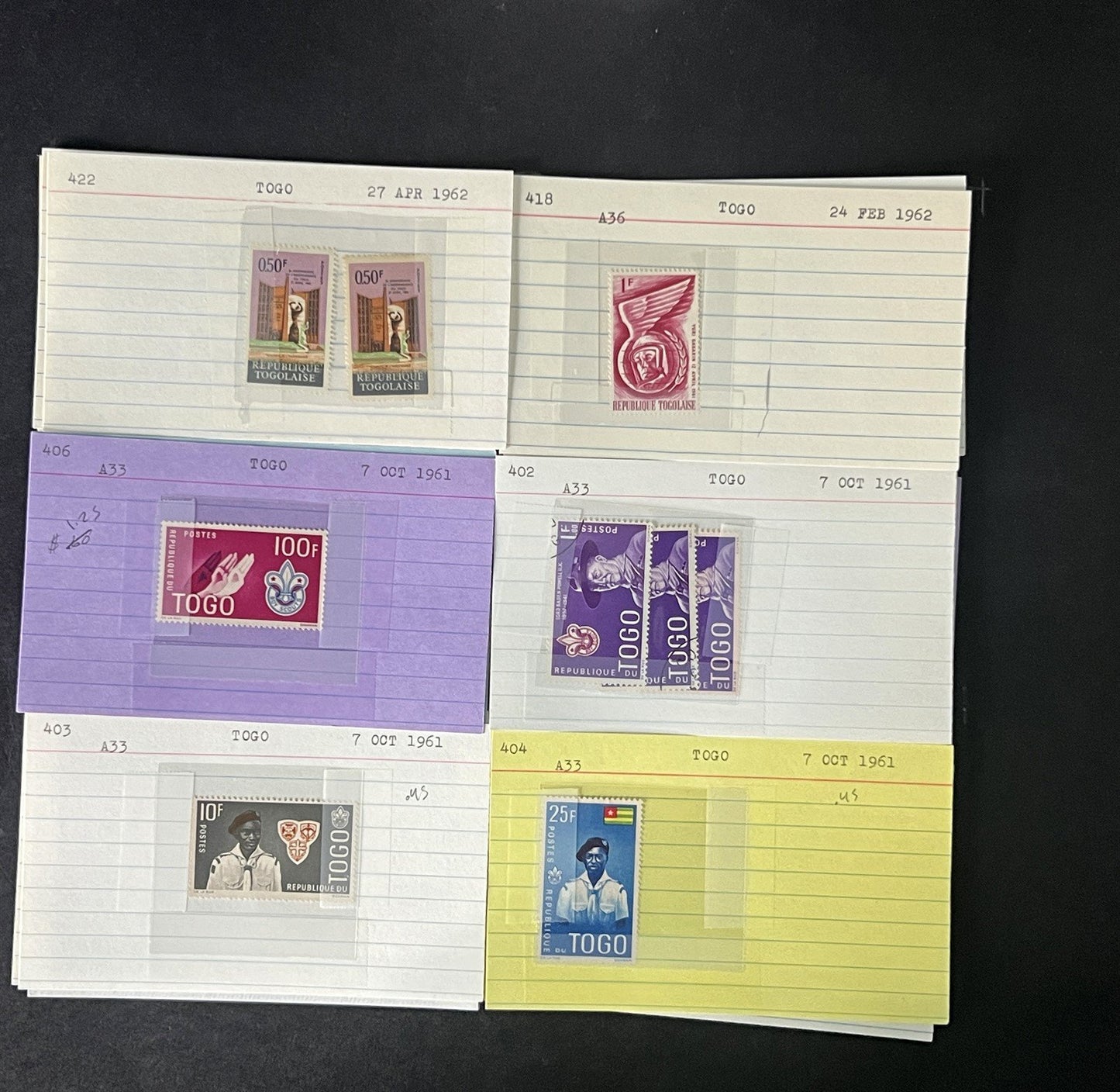 Togo Stamp Collection Dealer Cards $117 CV Mint & Used ZAYIX