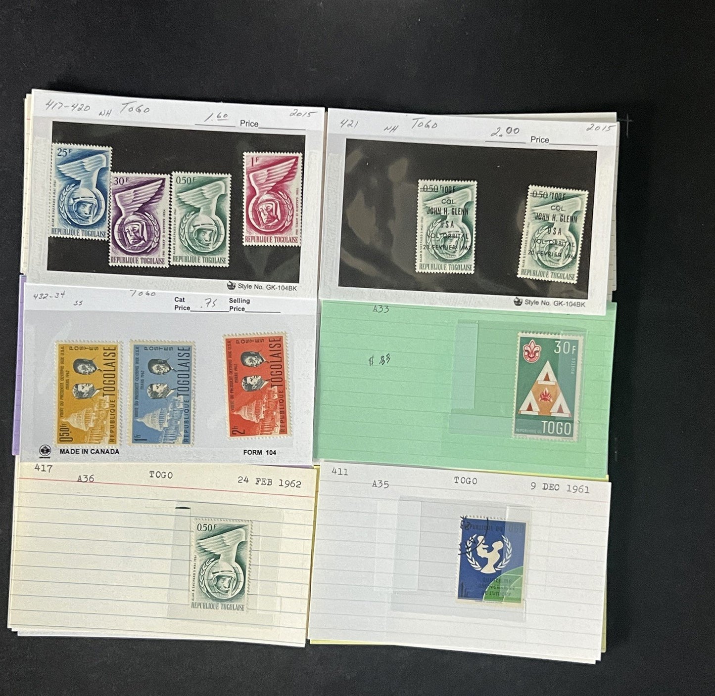Togo Stamp Collection Dealer Cards $117 CV Mint & Used ZAYIX