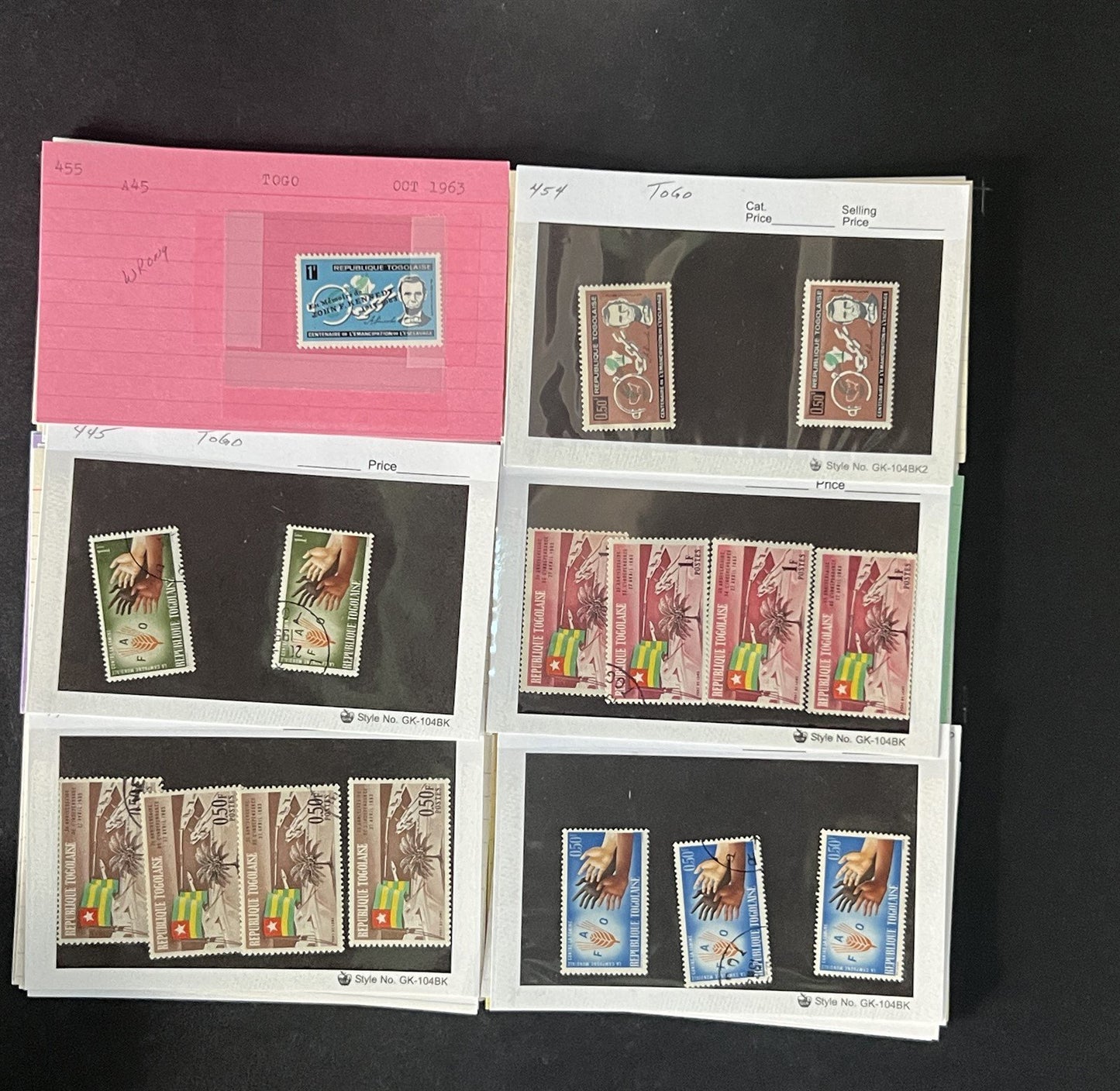 Togo Stamp Collection Dealer Cards $117 CV Mint & Used ZAYIX
