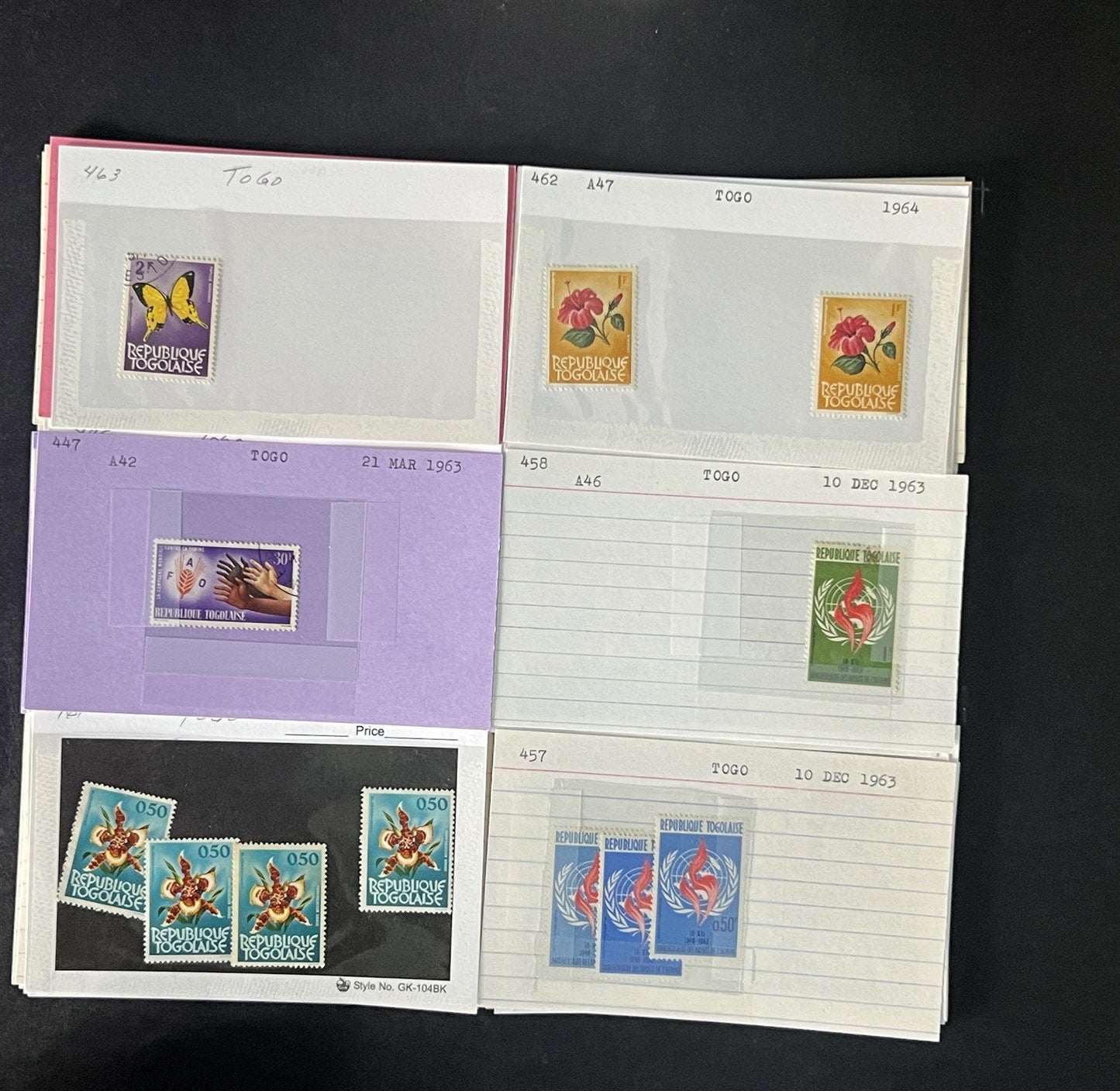 Togo Stamp Collection Dealer Cards $117 CV Mint & Used ZAYIX