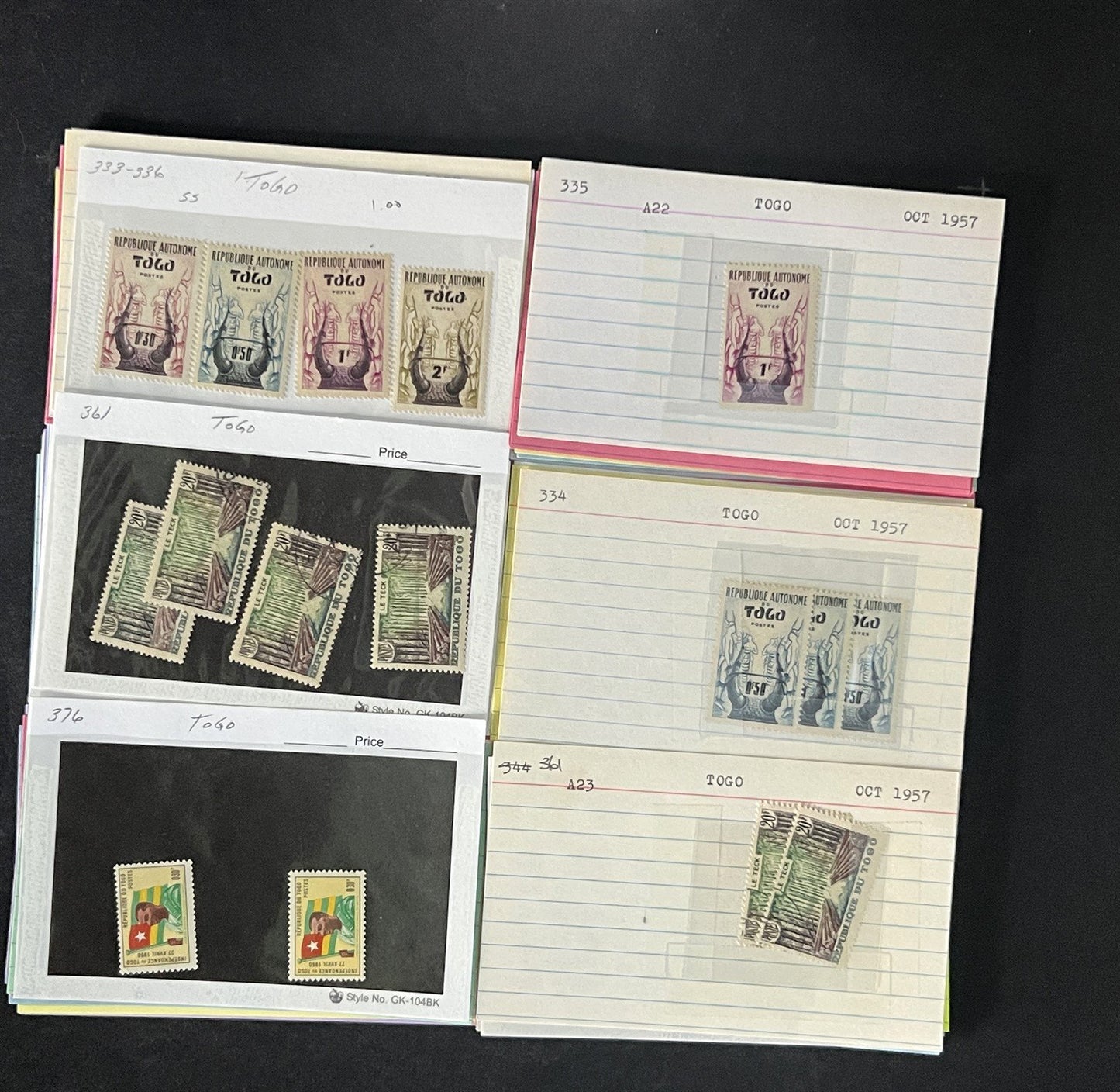 Togo Stamp Collection Dealer Cards $117 CV Mint & Used ZAYIX