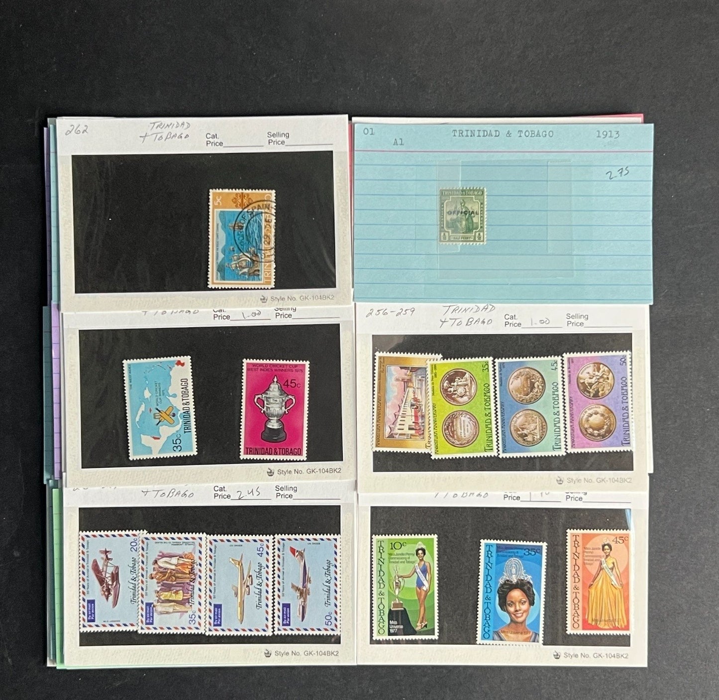 Trinidad & Tobago Stamp Collection Dealer Cards $323 CV Mint & Used ZAYIX