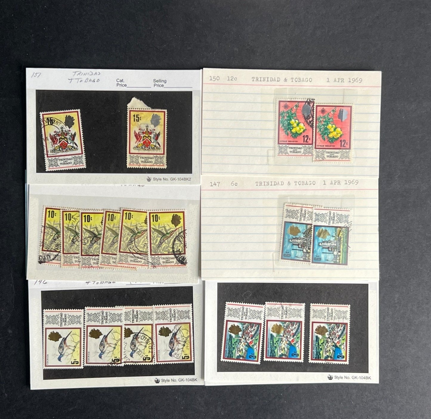 Trinidad & Tobago Stamp Collection Dealer Cards $323 CV Mint & Used ZAYIX