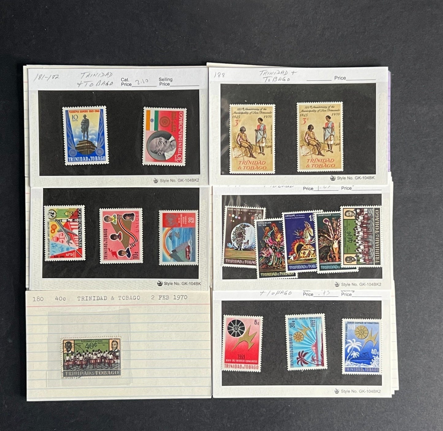 Trinidad & Tobago Stamp Collection Dealer Cards $323 CV Mint & Used ZAYIX