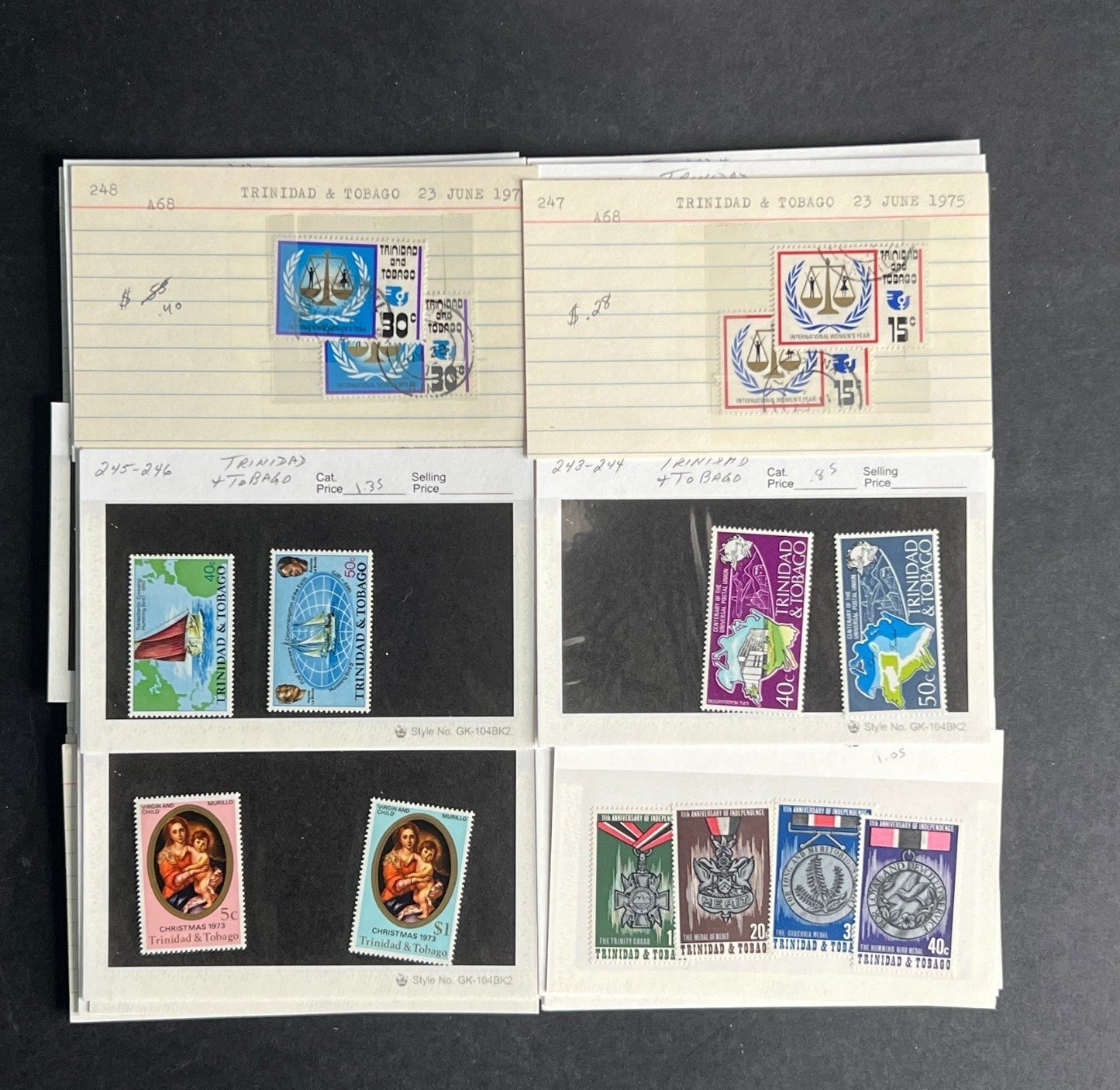 Trinidad & Tobago Stamp Collection Dealer Cards $323 CV Mint & Used ZAYIX