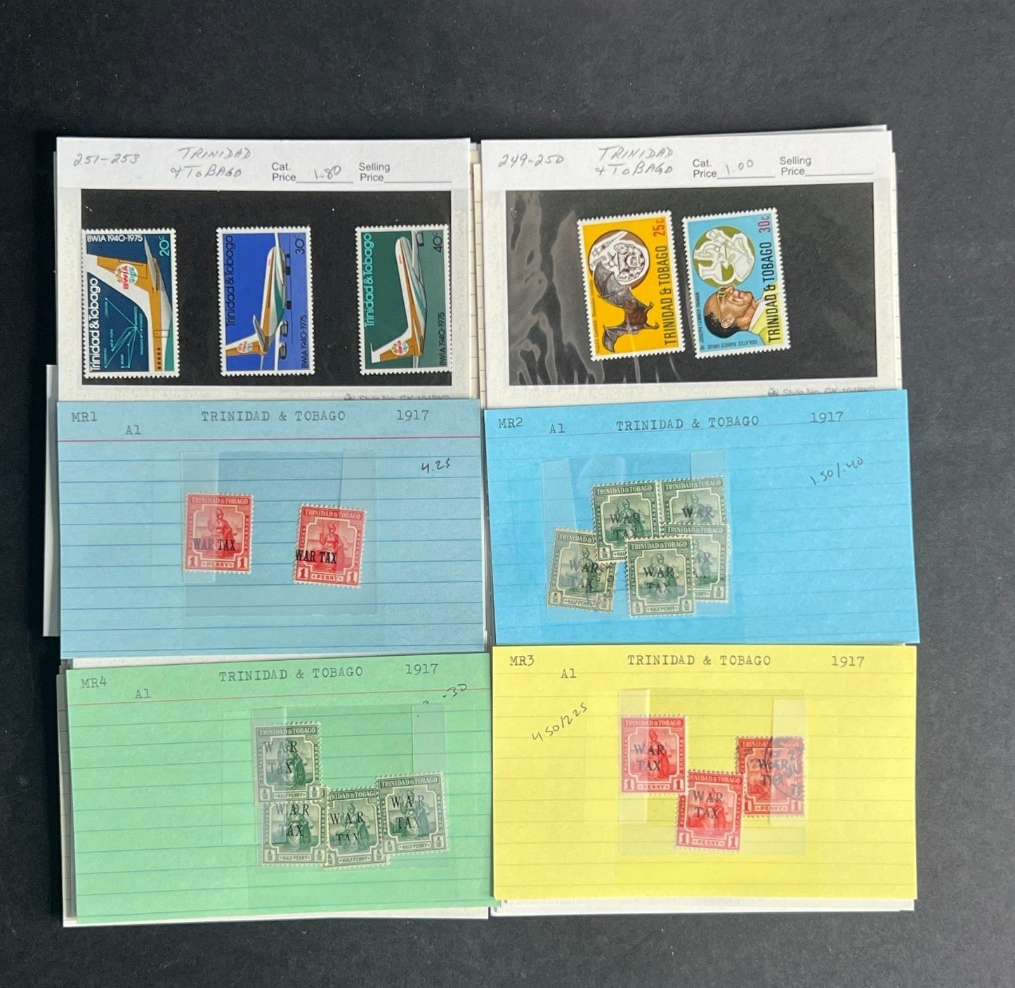 Trinidad & Tobago Stamp Collection Dealer Cards $323 CV Mint & Used ZAYIX