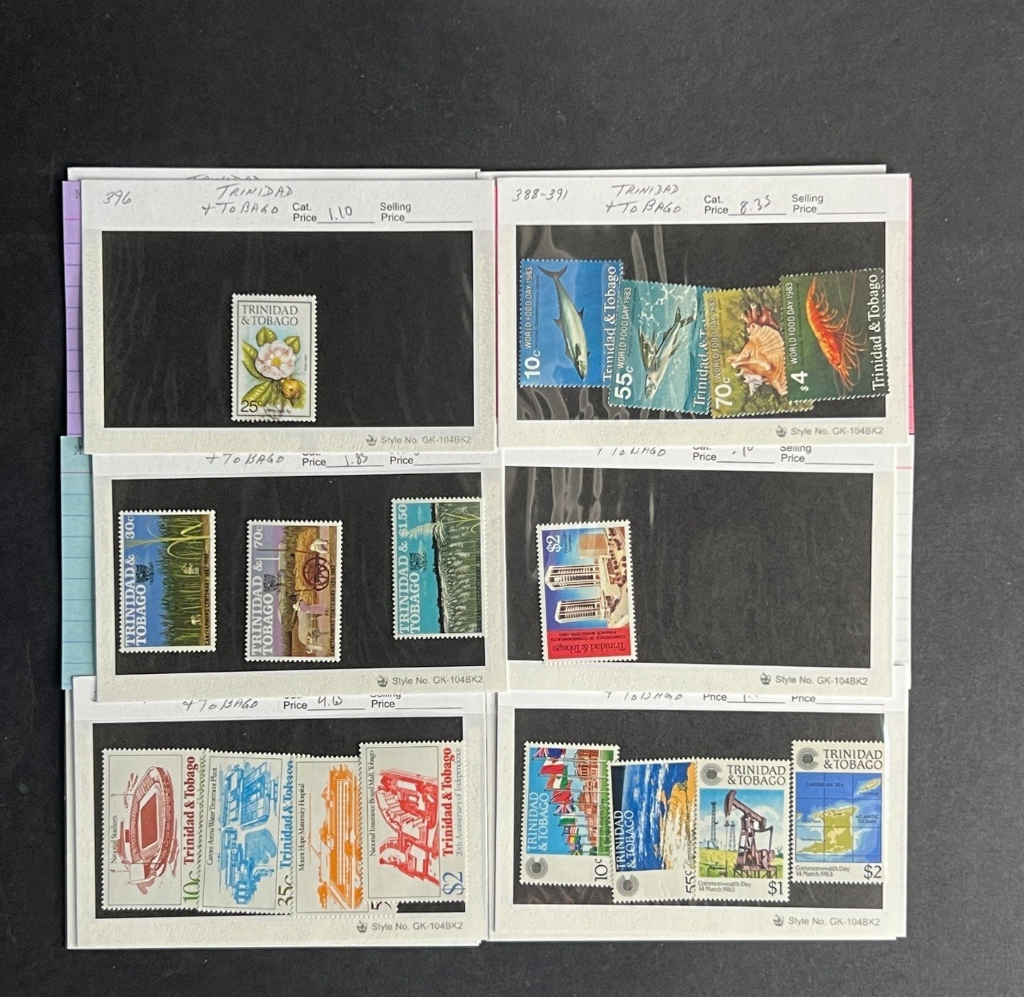 Trinidad & Tobago Stamp Collection Dealer Cards $323 CV Mint & Used ZAYIX