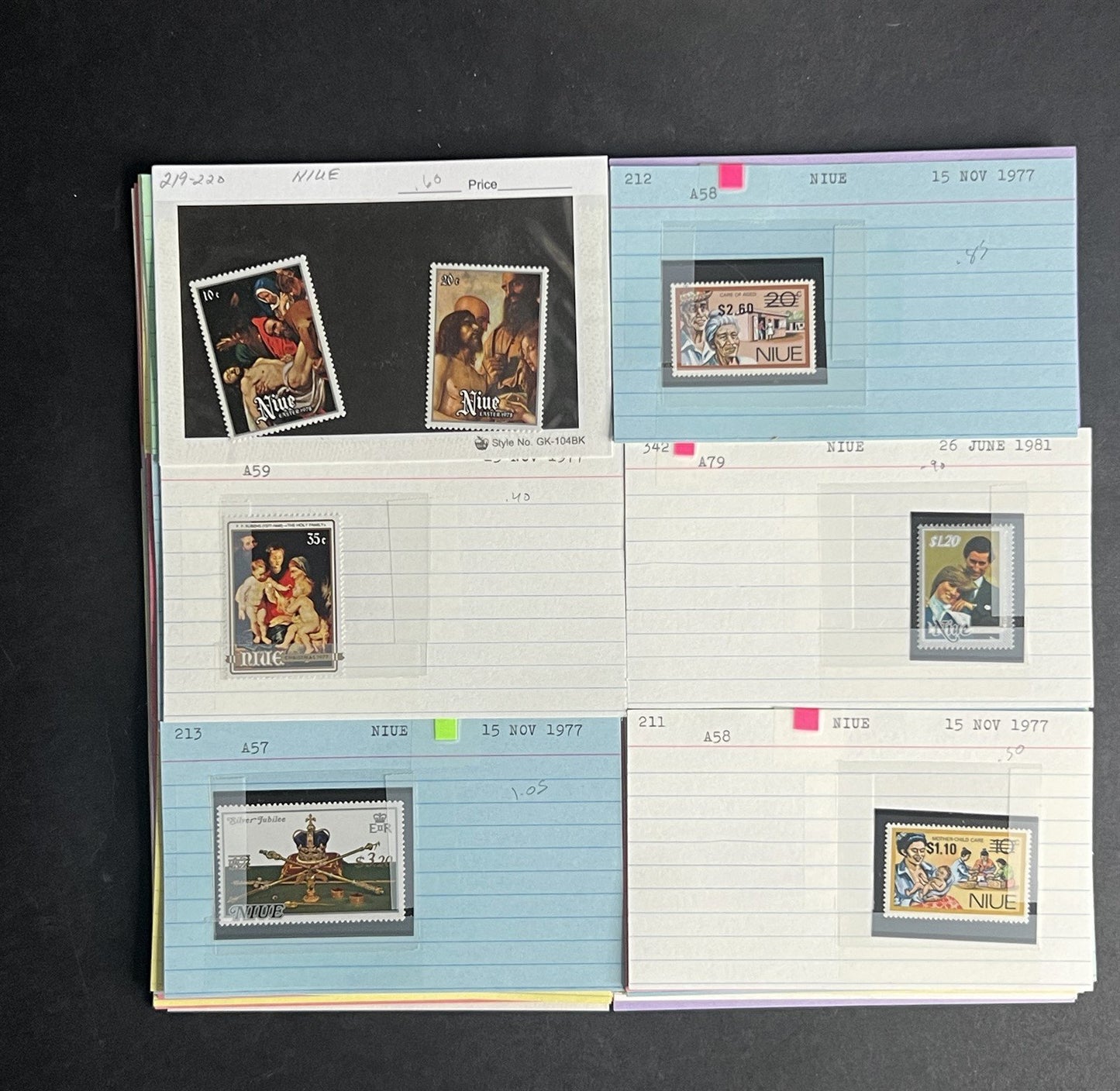 Niue Stamp Collection Dealer Cards $239 CV Mint & Used ZAYIX