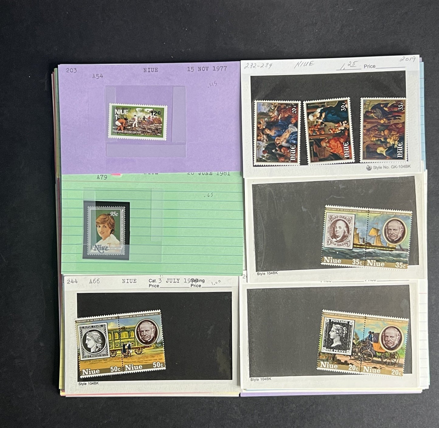 Niue Stamp Collection Dealer Cards $239 CV Mint & Used ZAYIX