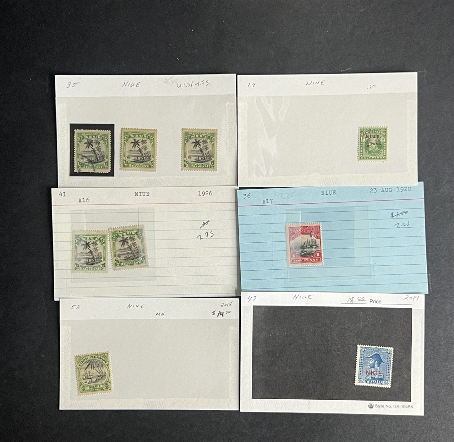 Niue Stamp Collection Dealer Cards $239 CV Mint & Used ZAYIX
