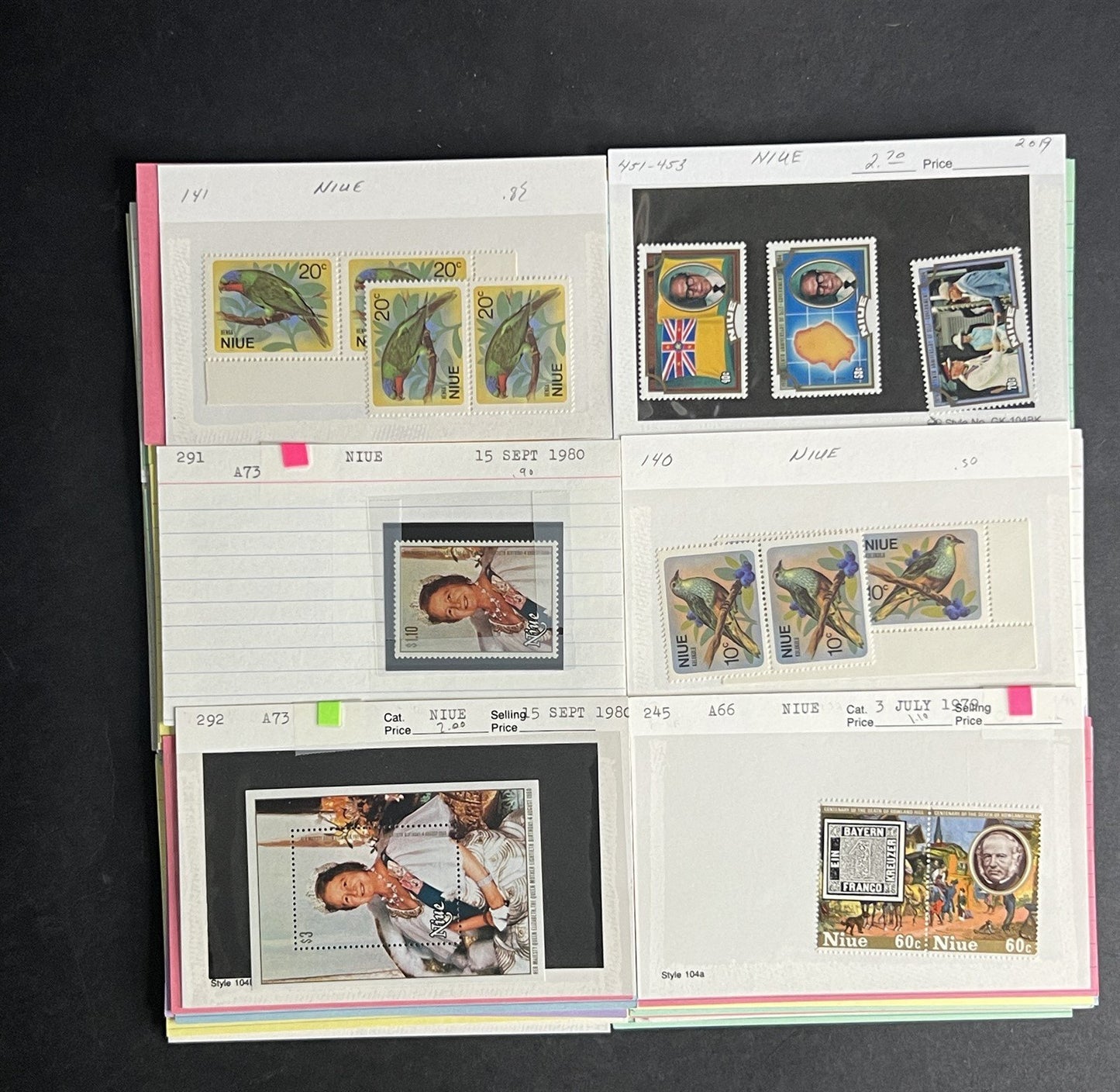 Niue Stamp Collection Dealer Cards $239 CV Mint & Used ZAYIX