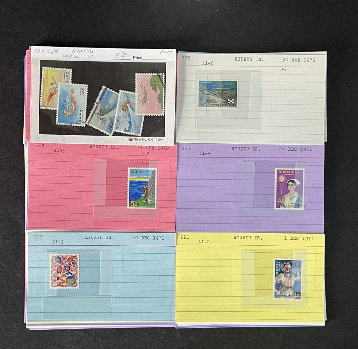 Ryukyu Island Stamp Collection Dealer Cards $120 CV Mint & Used ZAYIX