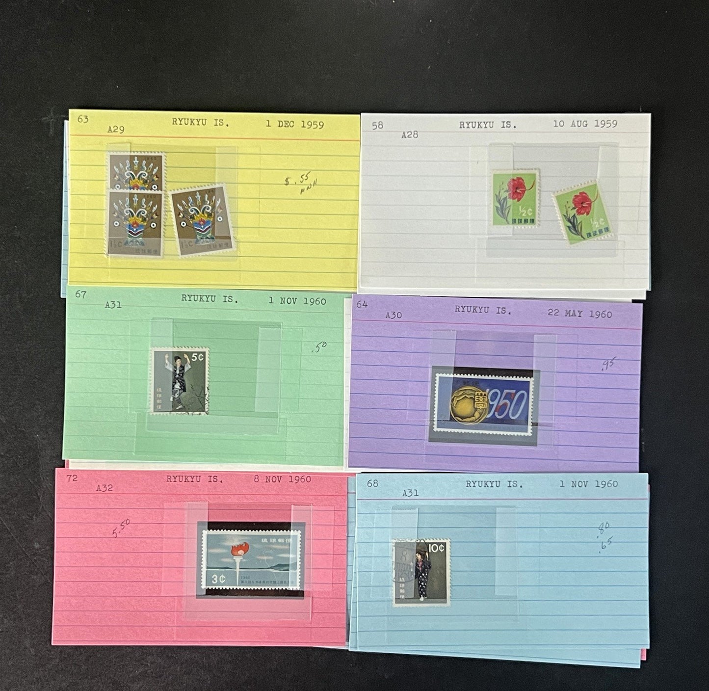 Ryukyu Island Stamp Collection Dealer Cards $120 CV Mint & Used ZAYIX