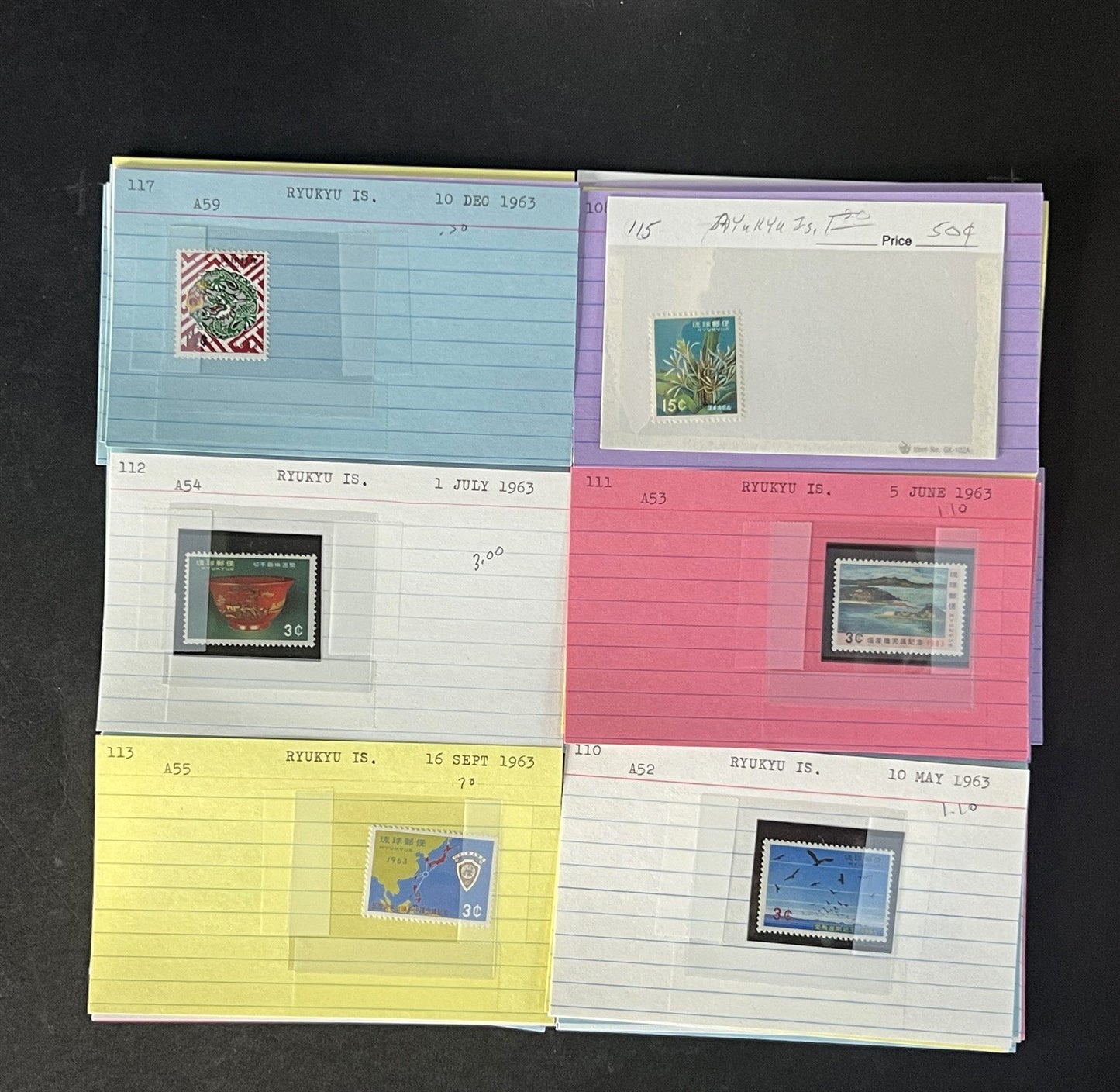Ryukyu Island Stamp Collection Dealer Cards $120 CV Mint & Used ZAYIX