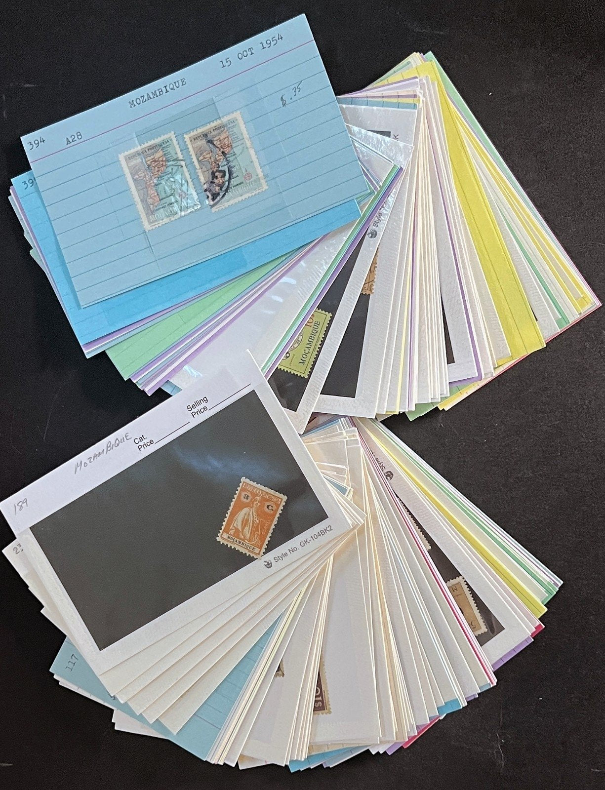 Mozambique Stamp Collection Dealer Cards $106 CV Mint & Used ZAYIX
