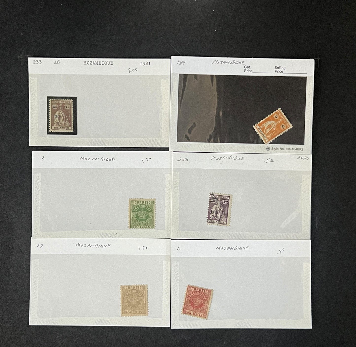 Mozambique Stamp Collection Dealer Cards $106 CV Mint & Used ZAYIX