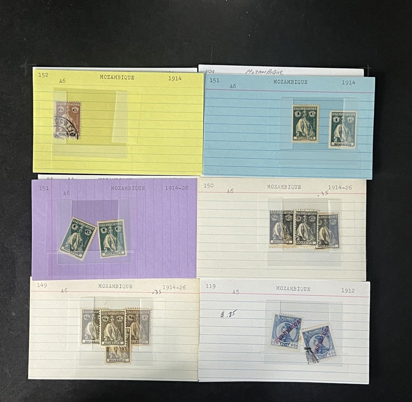 Mozambique Stamp Collection Dealer Cards $106 CV Mint & Used ZAYIX