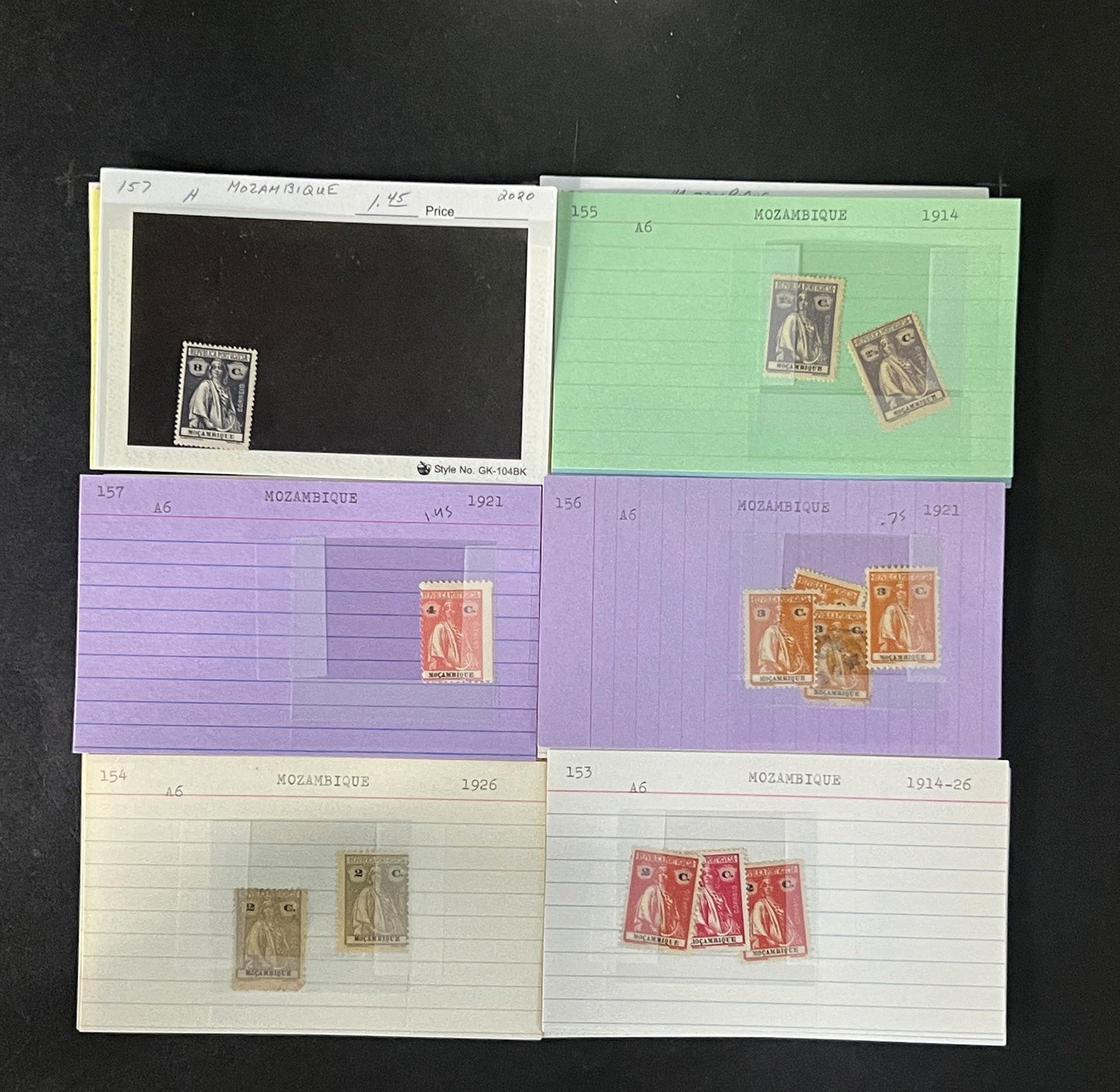 Mozambique Stamp Collection Dealer Cards $106 CV Mint & Used ZAYIX