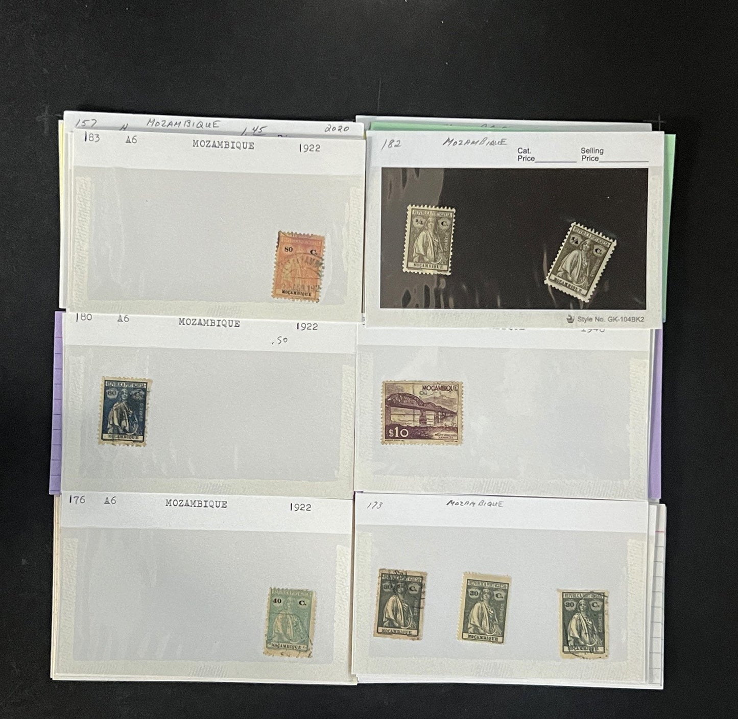 Mozambique Stamp Collection Dealer Cards $106 CV Mint & Used ZAYIX