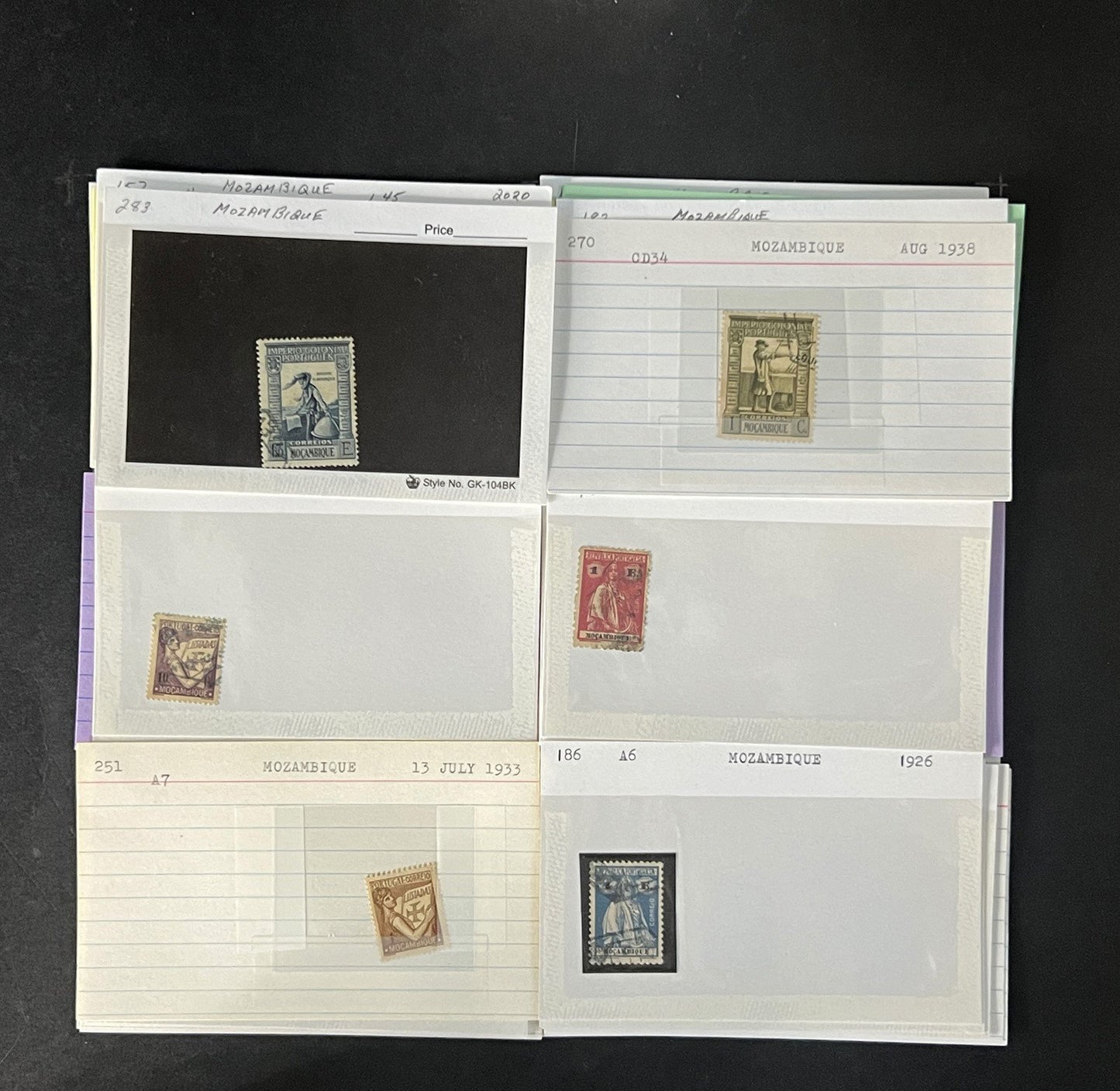 Mozambique Stamp Collection Dealer Cards $106 CV Mint & Used ZAYIX