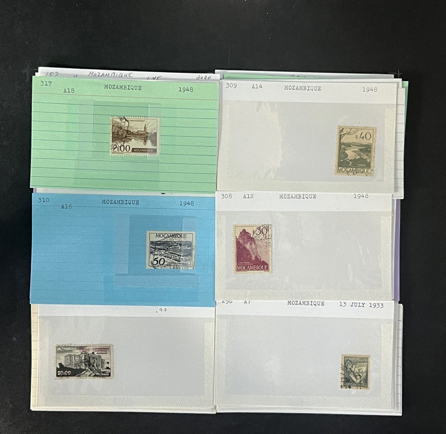 Mozambique Stamp Collection Dealer Cards $106 CV Mint & Used ZAYIX